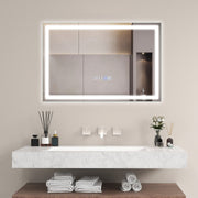Espelho Retangular de Casa de Banho com Luz LED – 75 x 50 cm – Prateado – Vidro