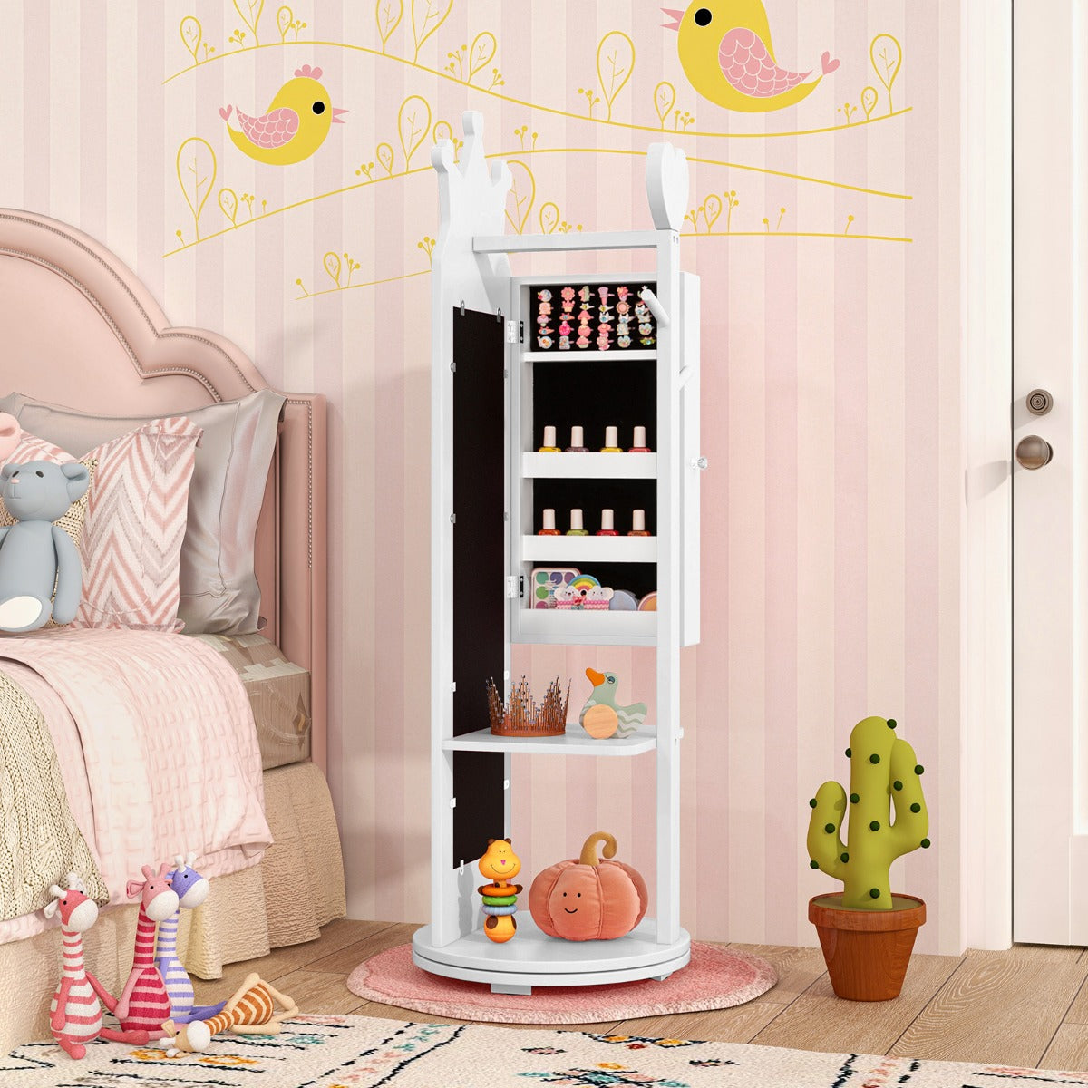 Joalheiro Infantil com Espelho de Corpo Inteiro em Pé – 72 x 17,5 cm – Branco – MDF