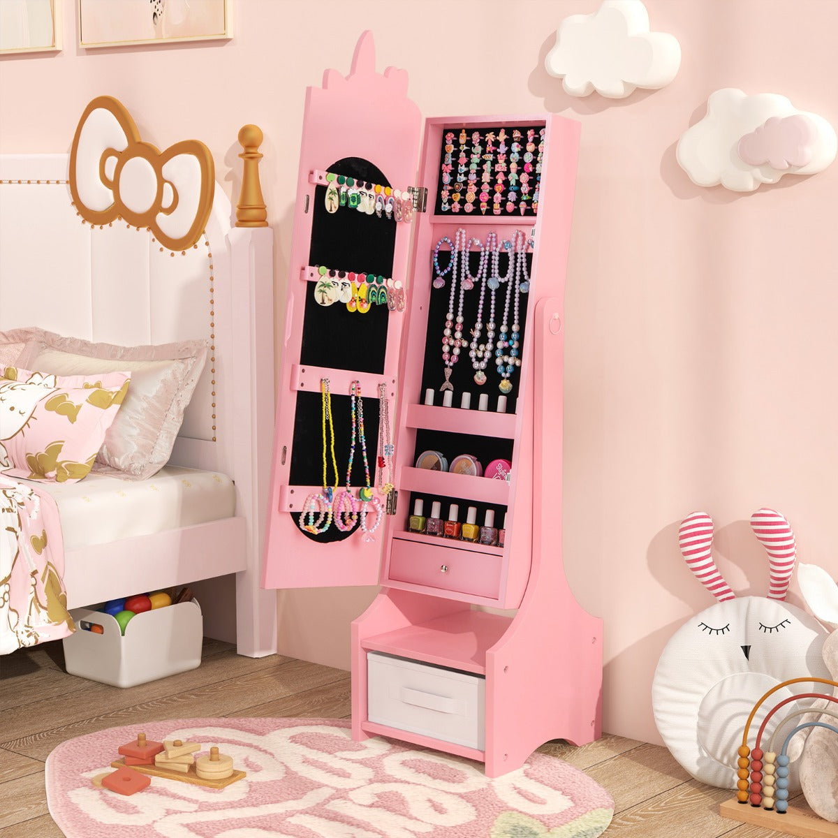 Joalheiro Infantil com Espelho de Corpo Inteiro – Rosa – Não especificado