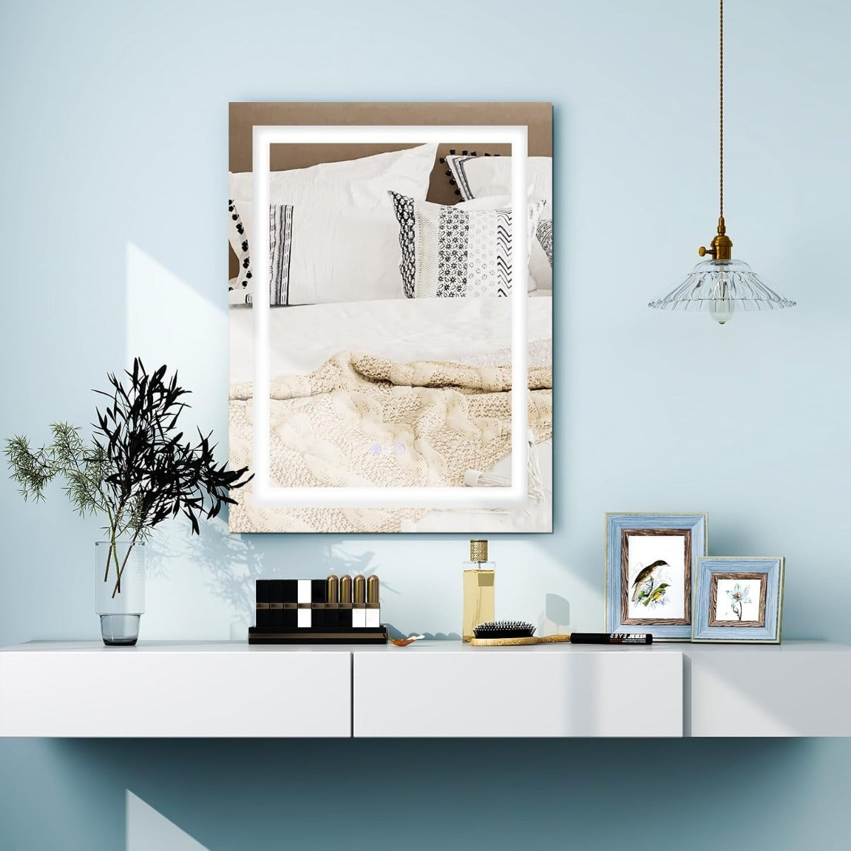 Espelho LED Antivapor – 70 x 50 x 4 cm – Prata