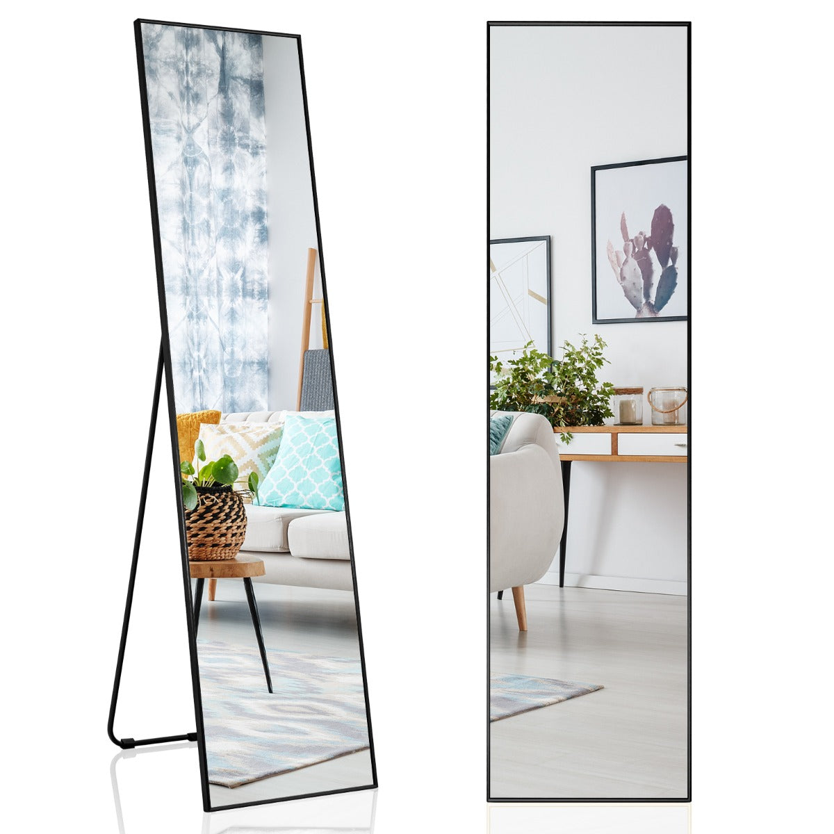Espelho de Pé Retangular – 160x40cm – Preto – Liga de Alumínio