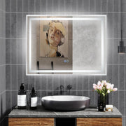 Espelho de Casa de Banho LED – 80 x 60 CM – Vidro Prateado