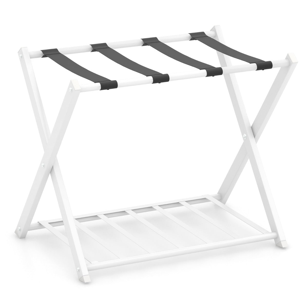Estante Dobrável para Bagageira – Design de 2 Pisos – Branco – Metal