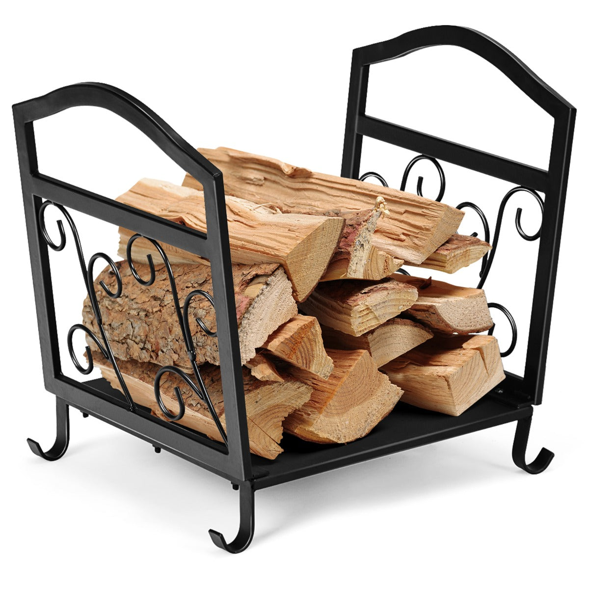 Suporte para Lenha Suporte Compacto de Metal com Pés Elevados - Design Elegante para Lareira 43 x 32,5 x 40 cm