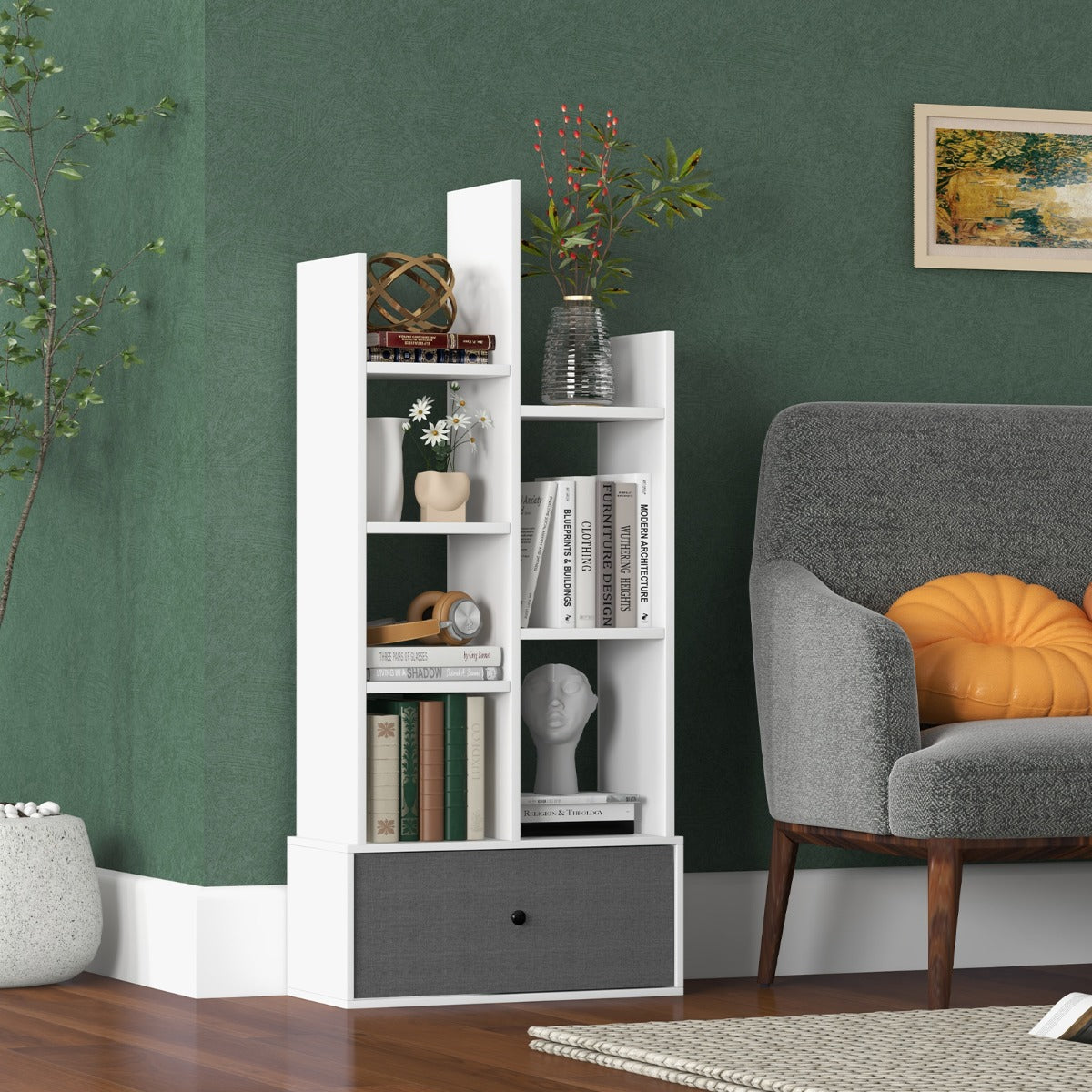 Estante Livraria de Madeira – 53 x 24 x 118 cm – Branco