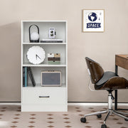Estante de 4 Níveis com Gaveta – 60 x 38 x 120 cm – Branco – MDF