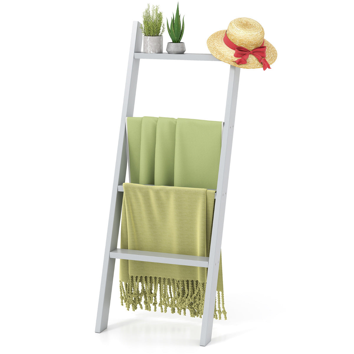 Estante de Escada de 4 Níveis para Exposição e Armazenamento Suporta 50 KG por Nível Toalheiro Suporte para Plantas Cinza