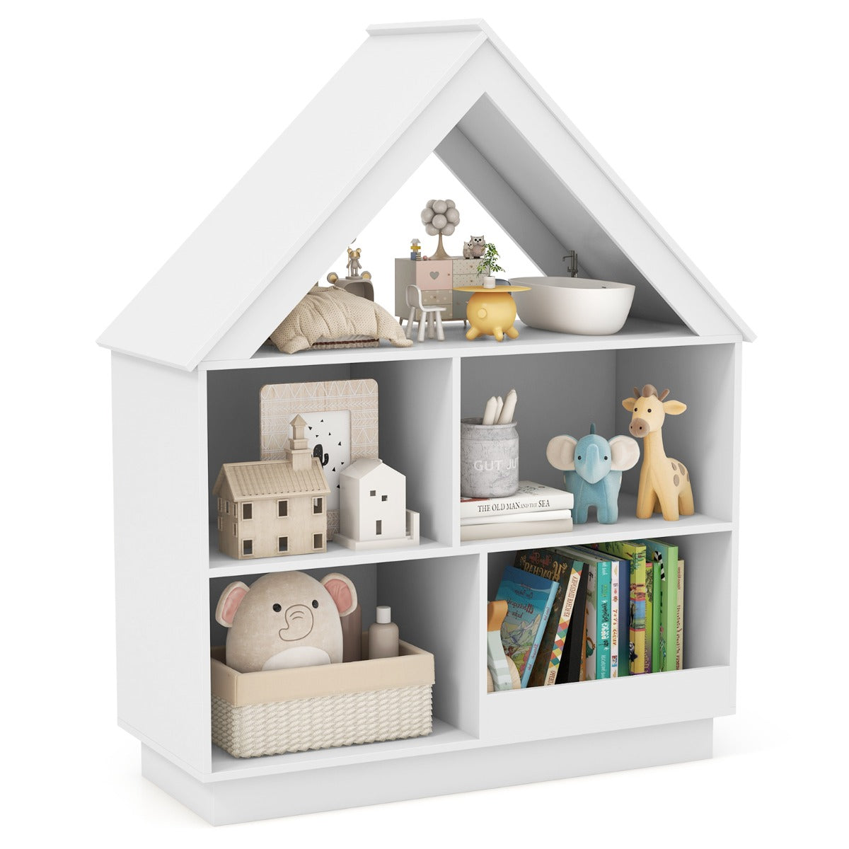 Estante para Bonecas Infantil – 3 Níveis – Branco – Madeira