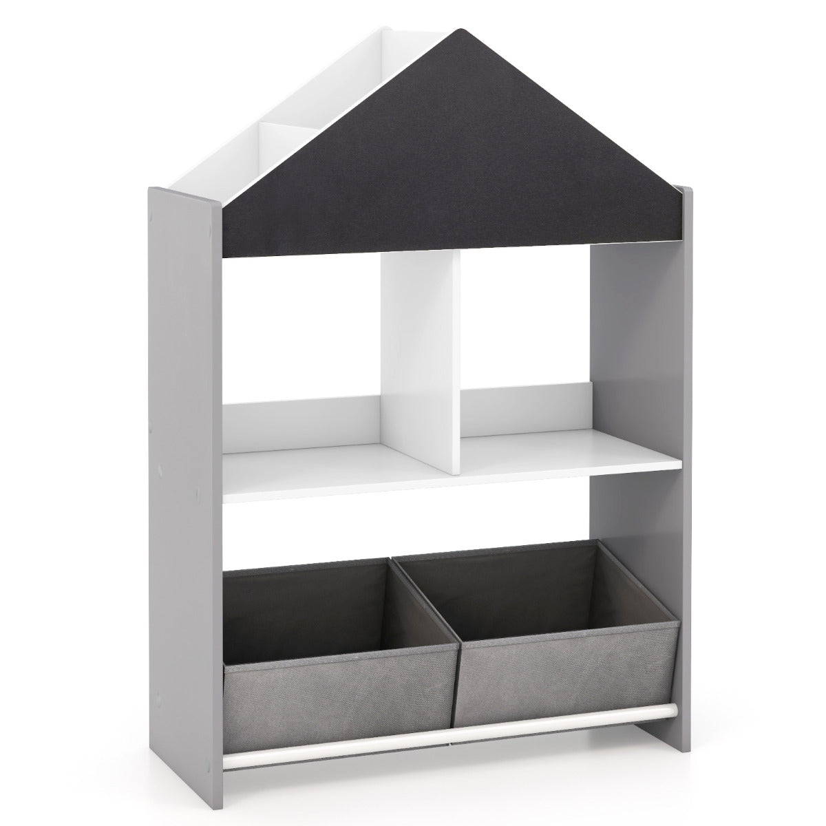 Estante Infantil em Forma de Casa – 90 cm – Cinzento – Madeira