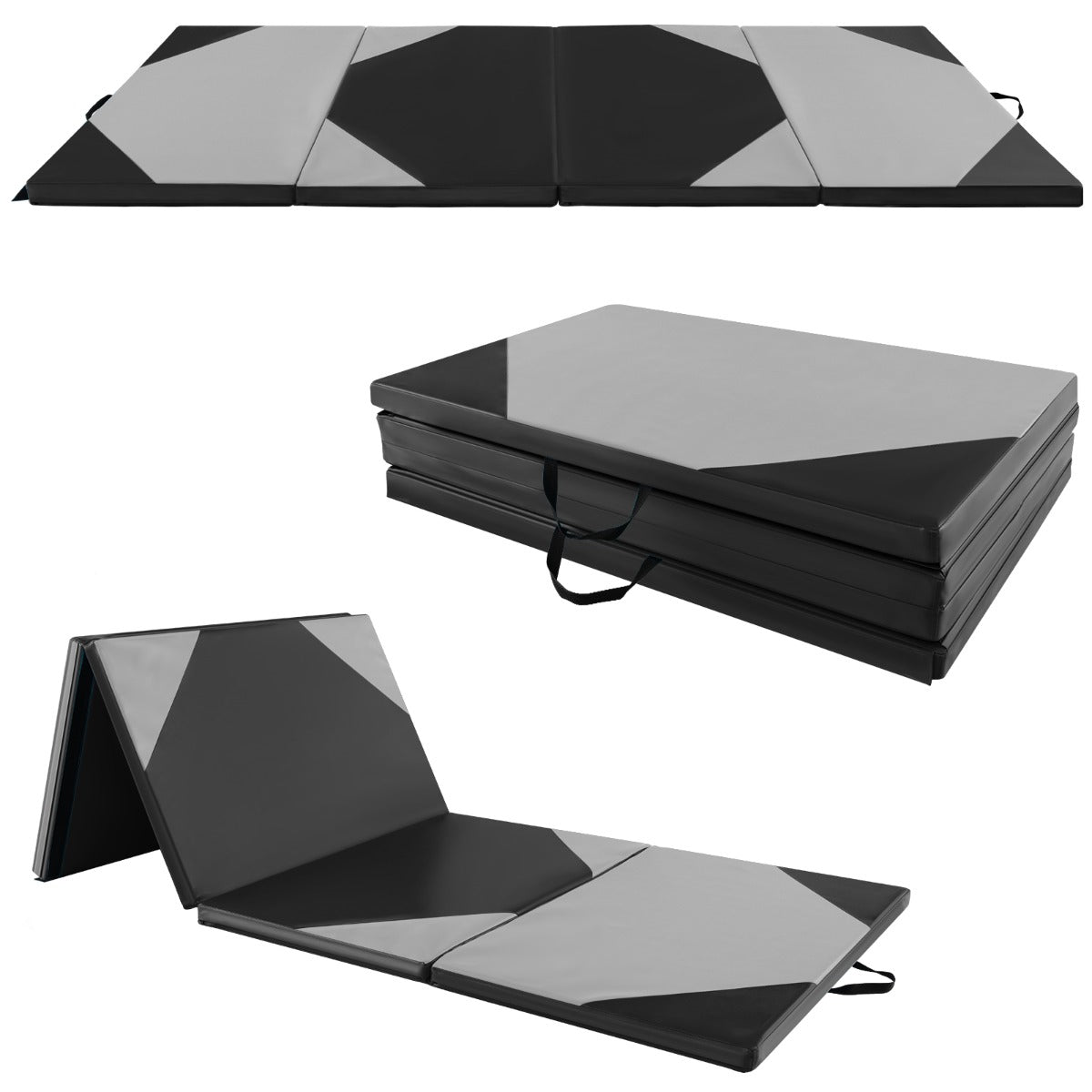 Tapete de Exercícios Dobrável – 300 x 117 x 5 cm – Cinzento – Couro PU