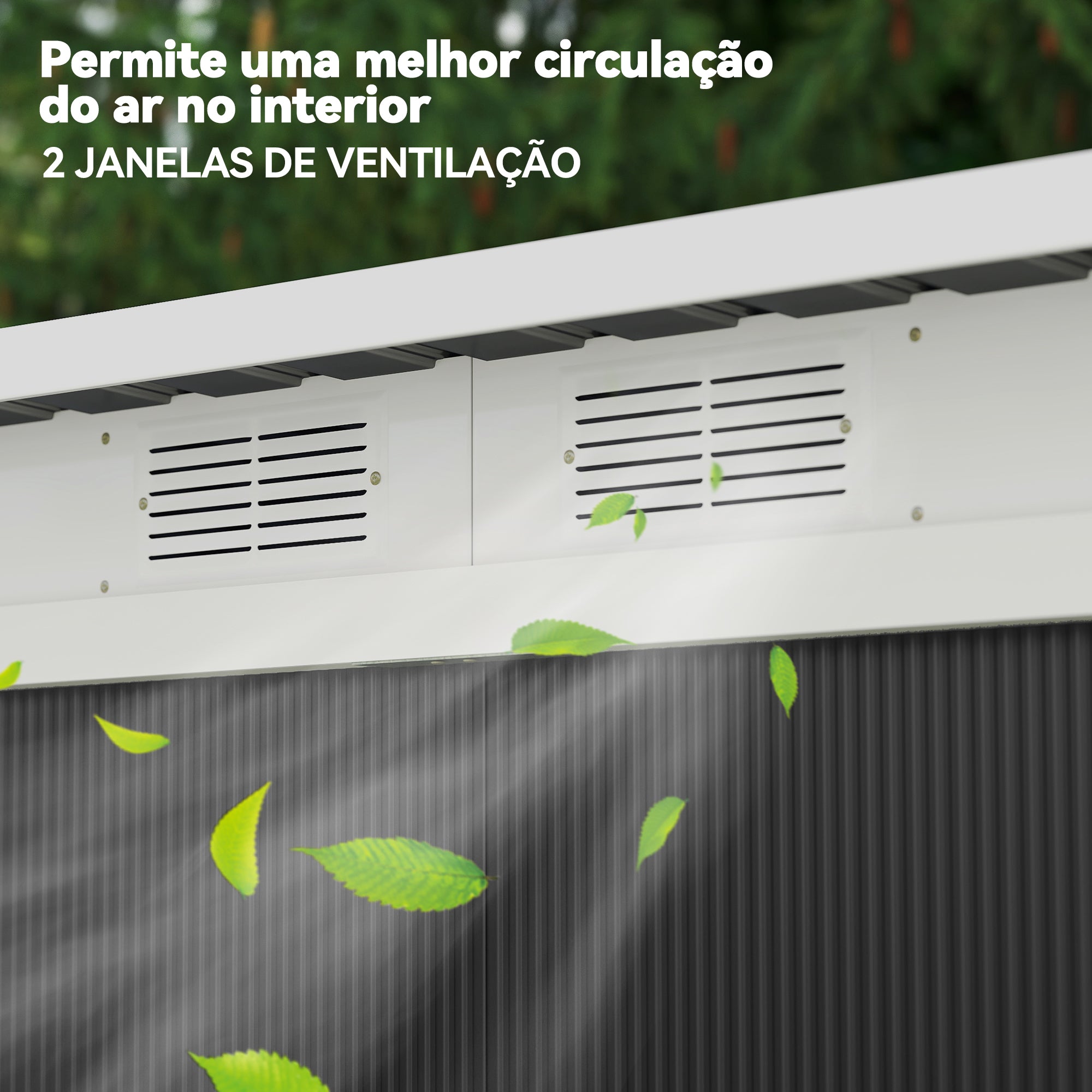Abrigo de Jardim – 280x130x172cm – Cinza Escuro – Aço Galvanizado