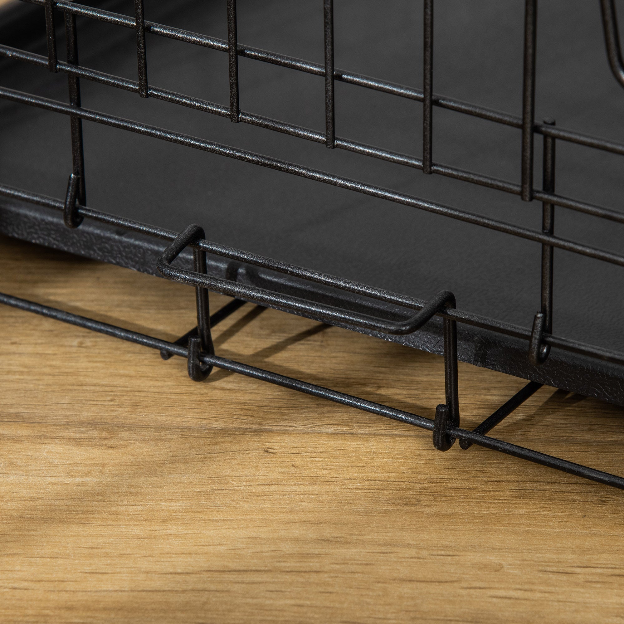 Gaiola para Cães 76x46x52cm Preto - Gaiola de Aço Dobrável com 2 Portas e Alça de Transporte