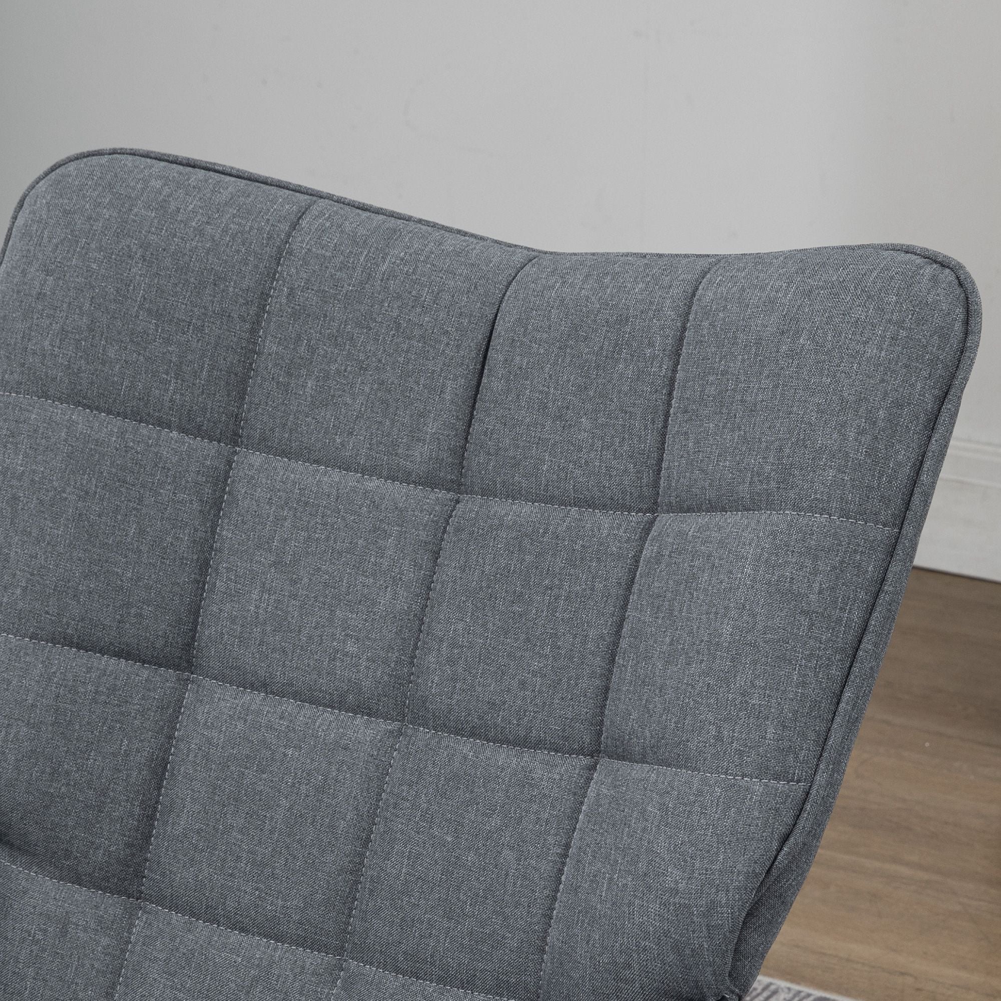 Poltrona Baloiço com Apoio para os Pés – 64x89x90 cm – Cinzento – Madeira maciça de faia e Aço
