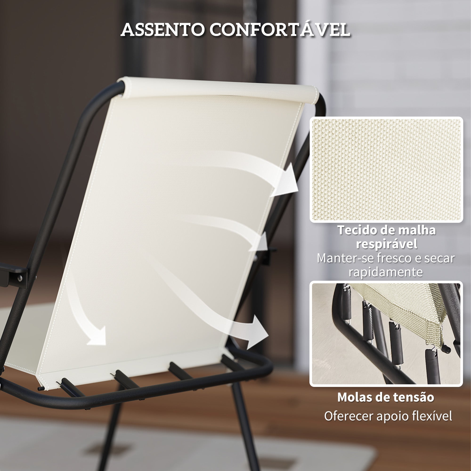 Conjunto de Mesa e Cadeiras de Jardim 6 Peças Creme Branco Ø80x70 cm