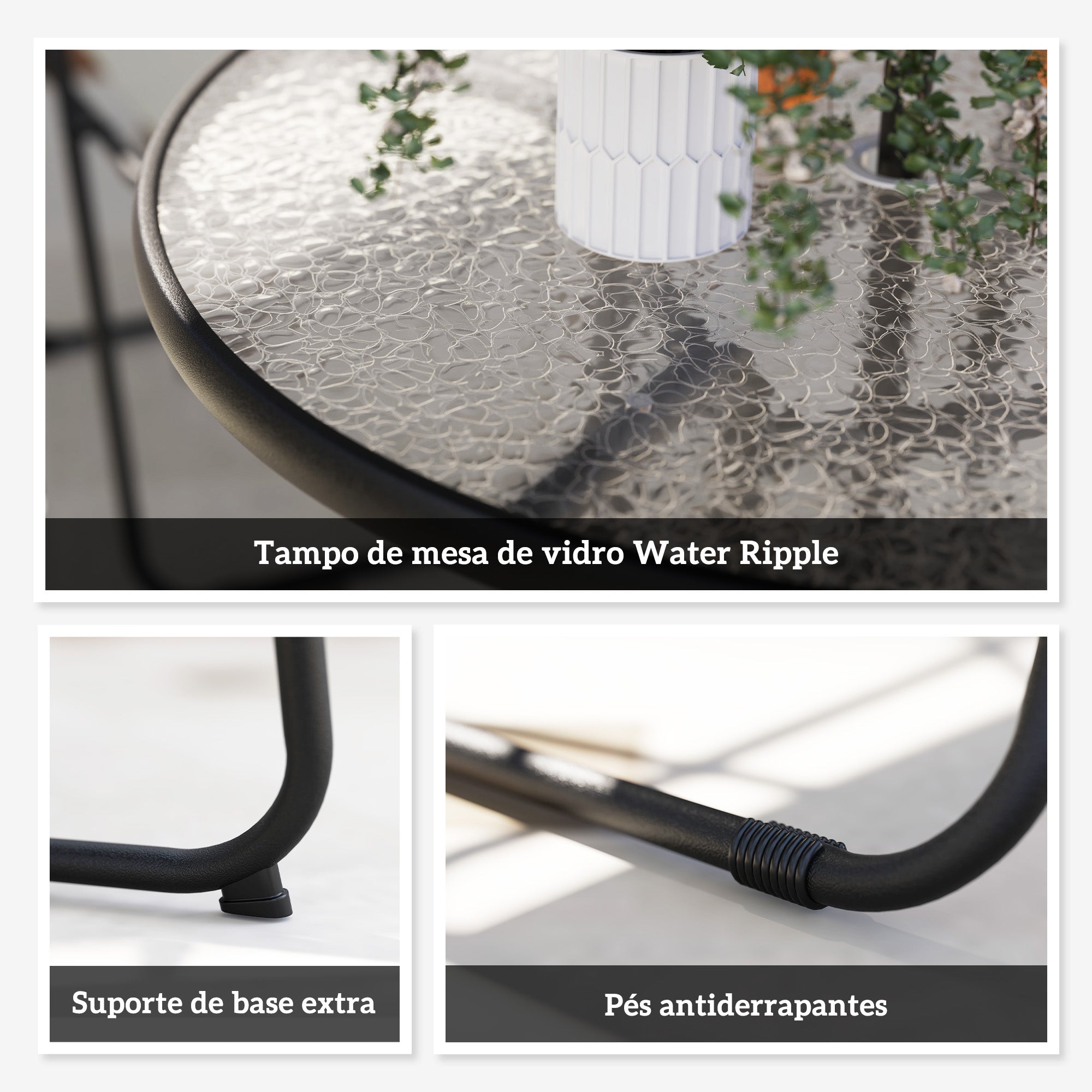 Conjunto de Mesa e Cadeiras de Jardim 6 Peças Creme Branco Ø80x70 cm