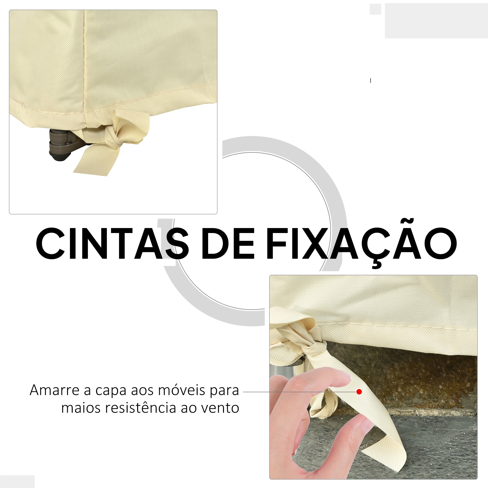 Capa Protetora Impermeável para Banco 2 Lugares – 140x84x56 / 94 cm – Cor Creme – Tecido Oxford 600D