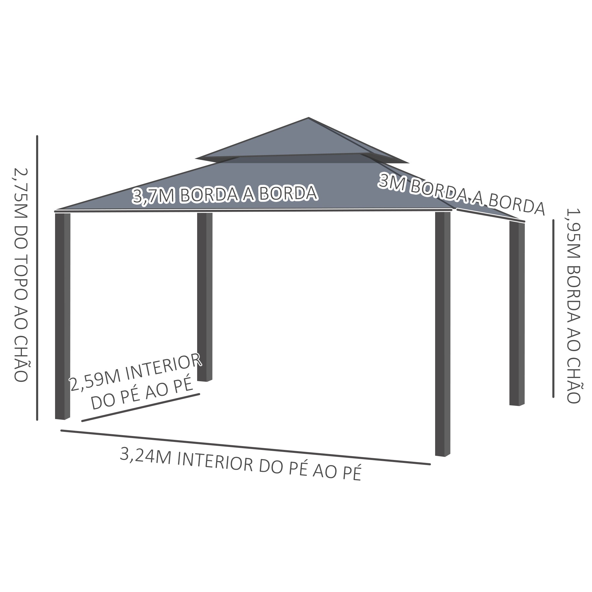 Pérgola de Jardim 370x300x275 cm Bege - Proteção UV e Mosquiteiros