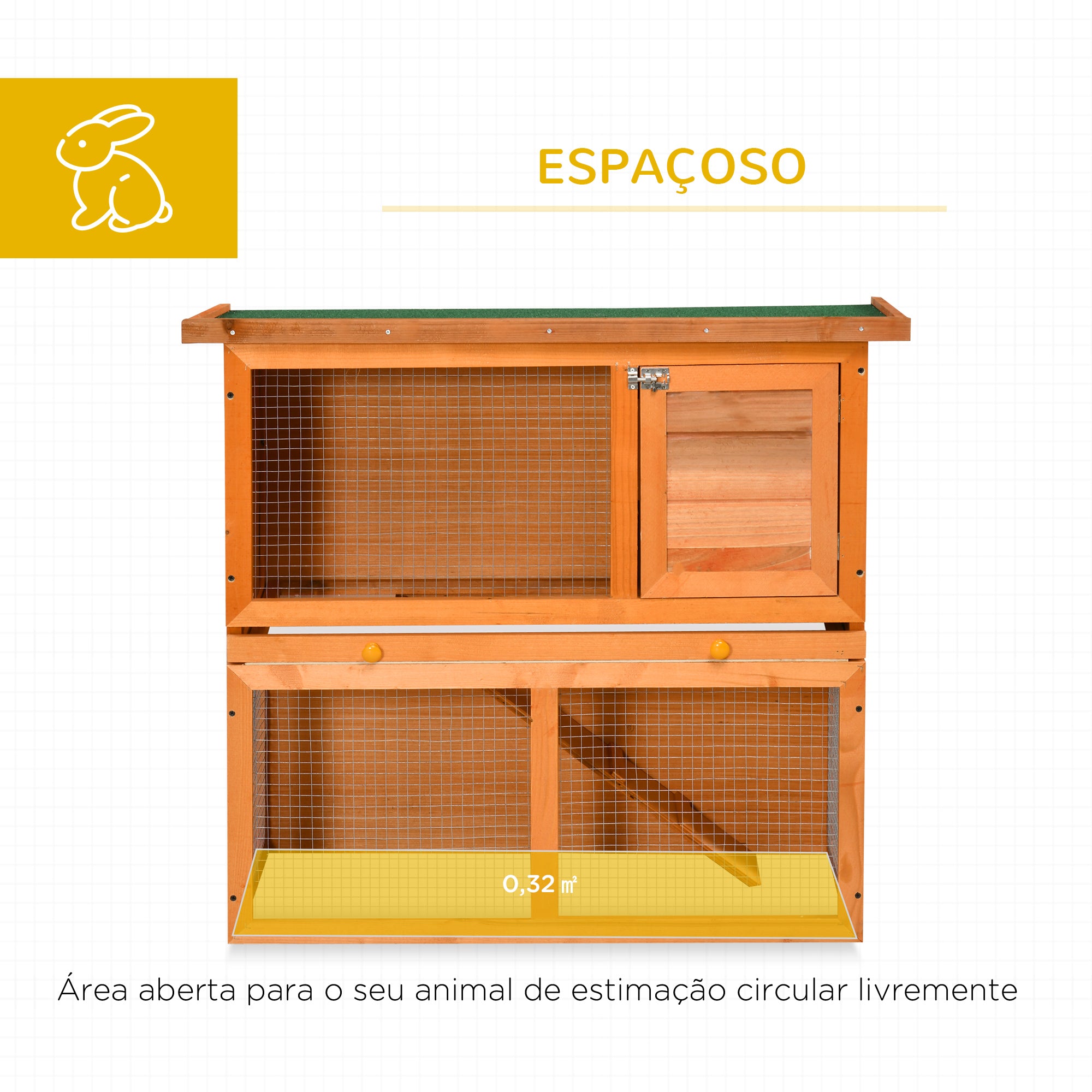 Coelheira de Madeira para Animais Pequenos 2 Níveis 90x45x80 cm - Madeira e Verde