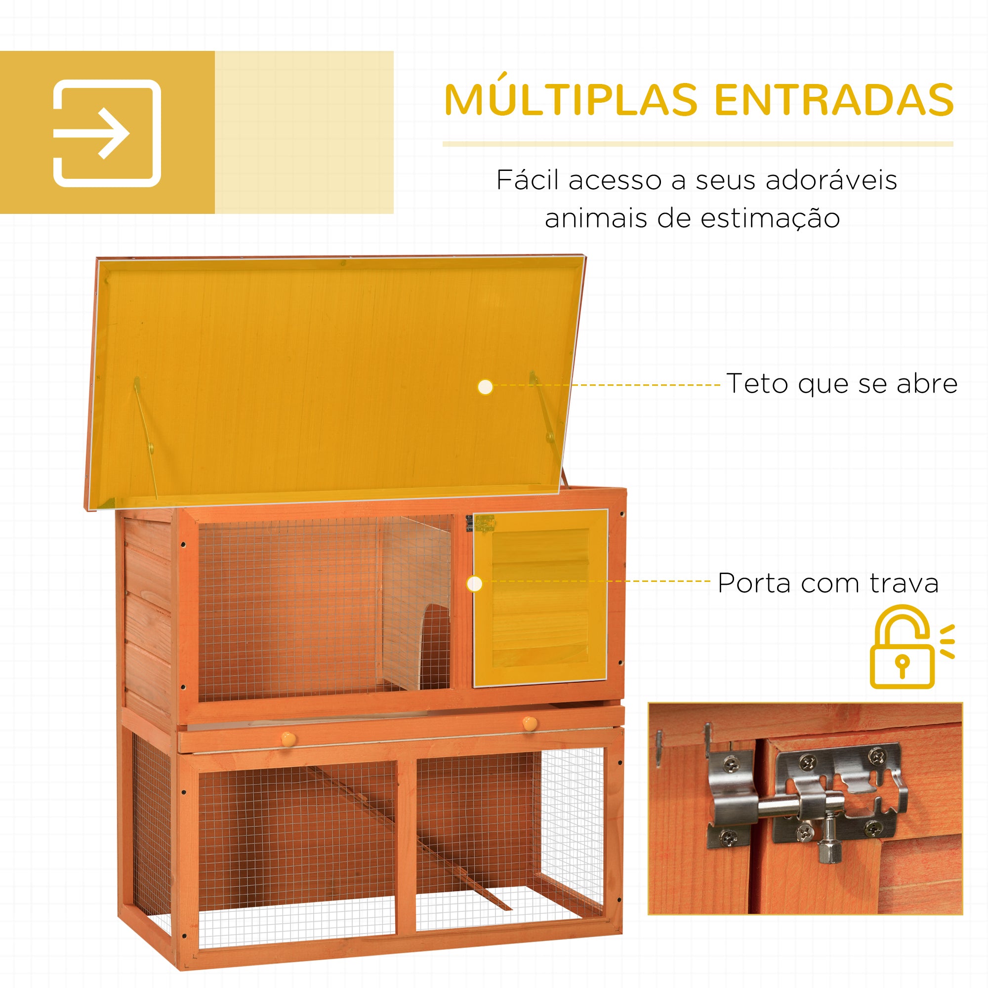Coelheira de Madeira para Animais Pequenos 2 Níveis 90x45x80 cm - Madeira e Verde