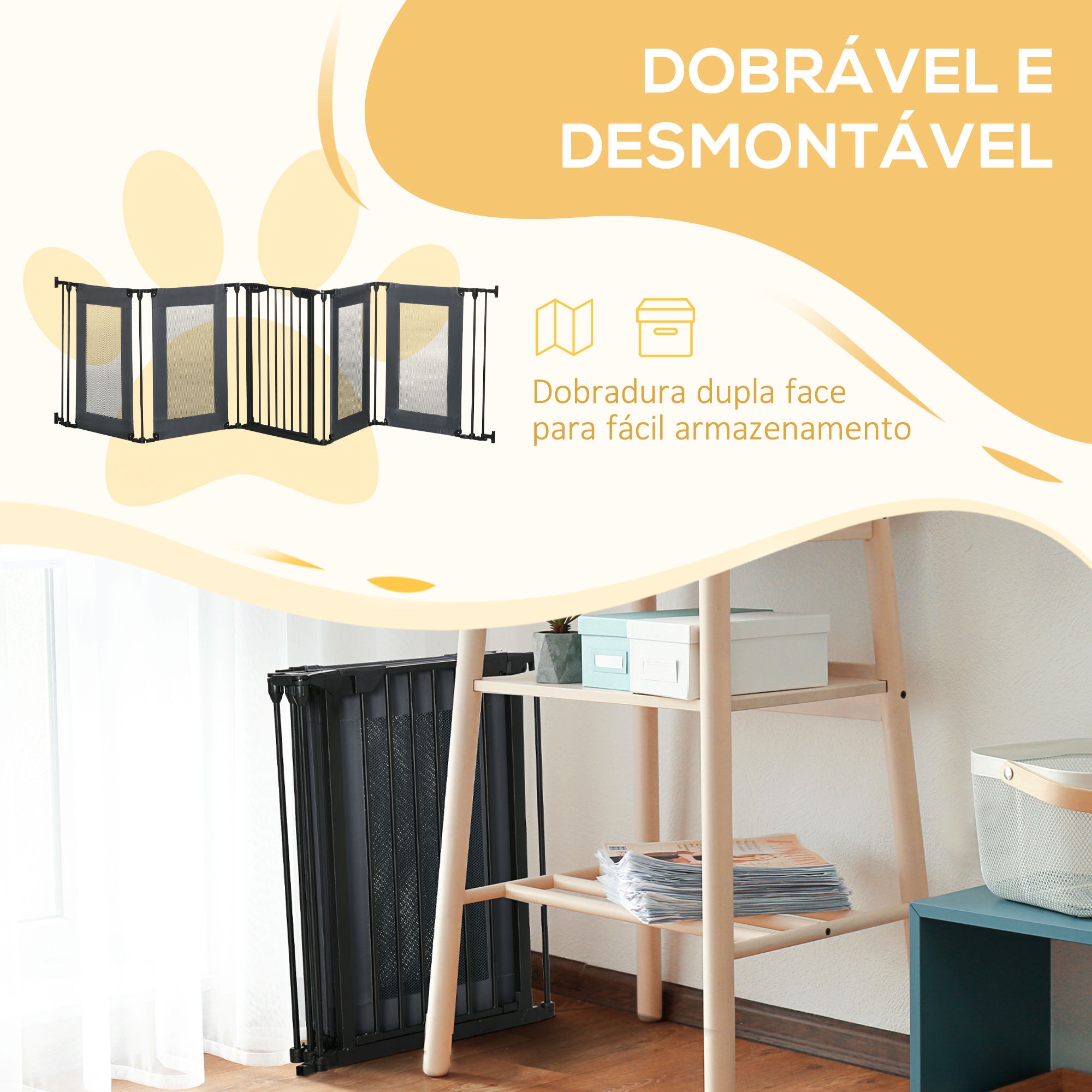Parque Dobrável para Cães - 117x103x74cm - Cinzento