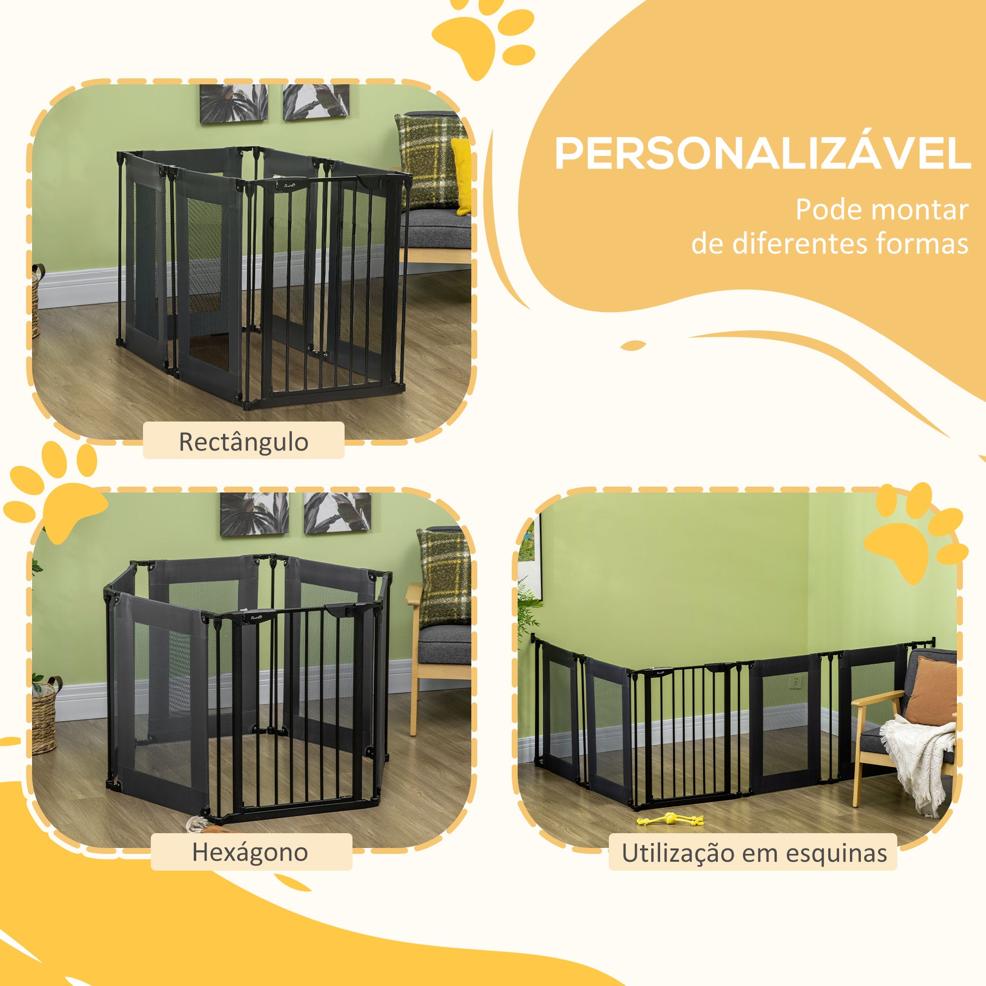 Parque Dobrável para Cães - 117x103x74cm - Cinzento