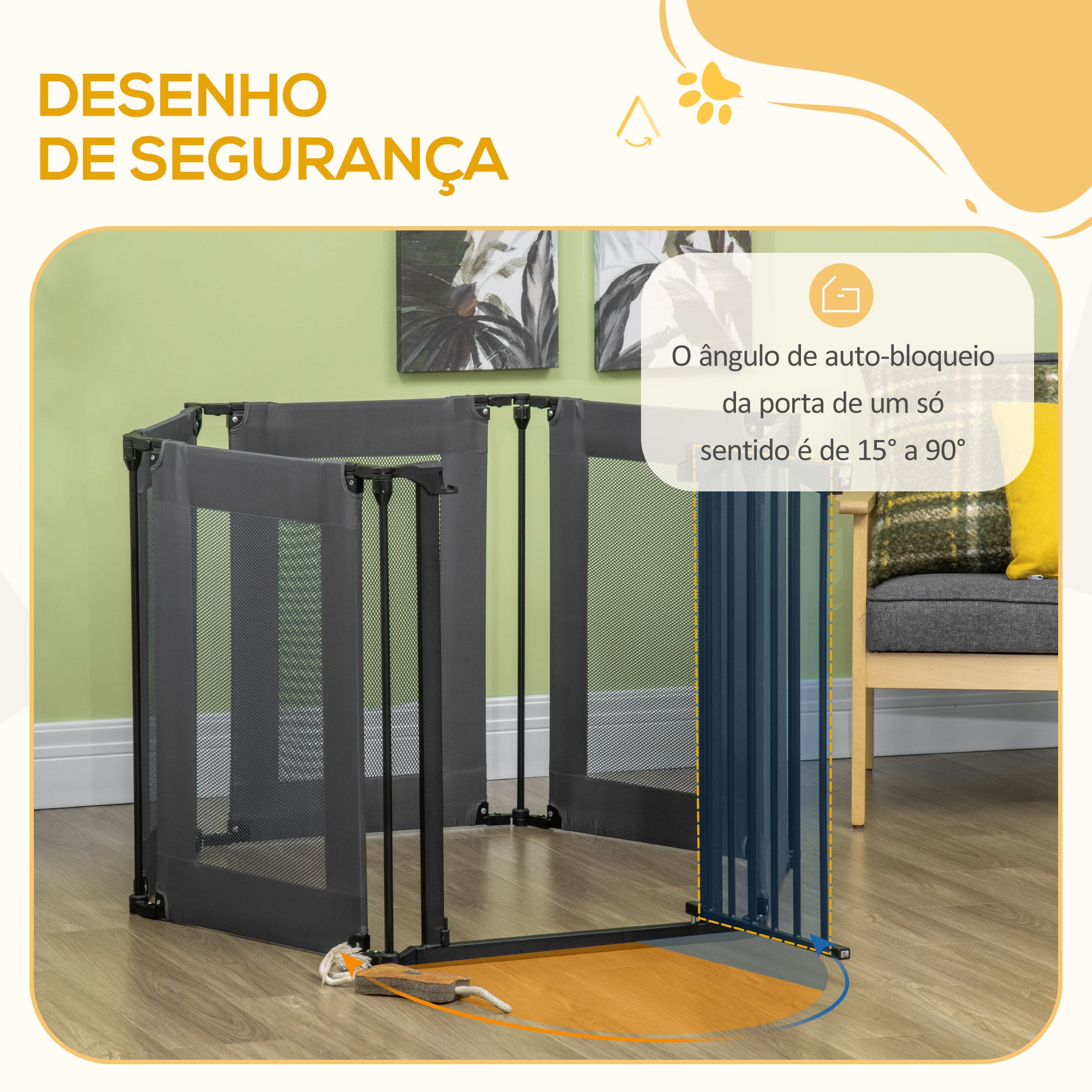 Parque Dobrável para Cães - 117x103x74cm - Cinzento