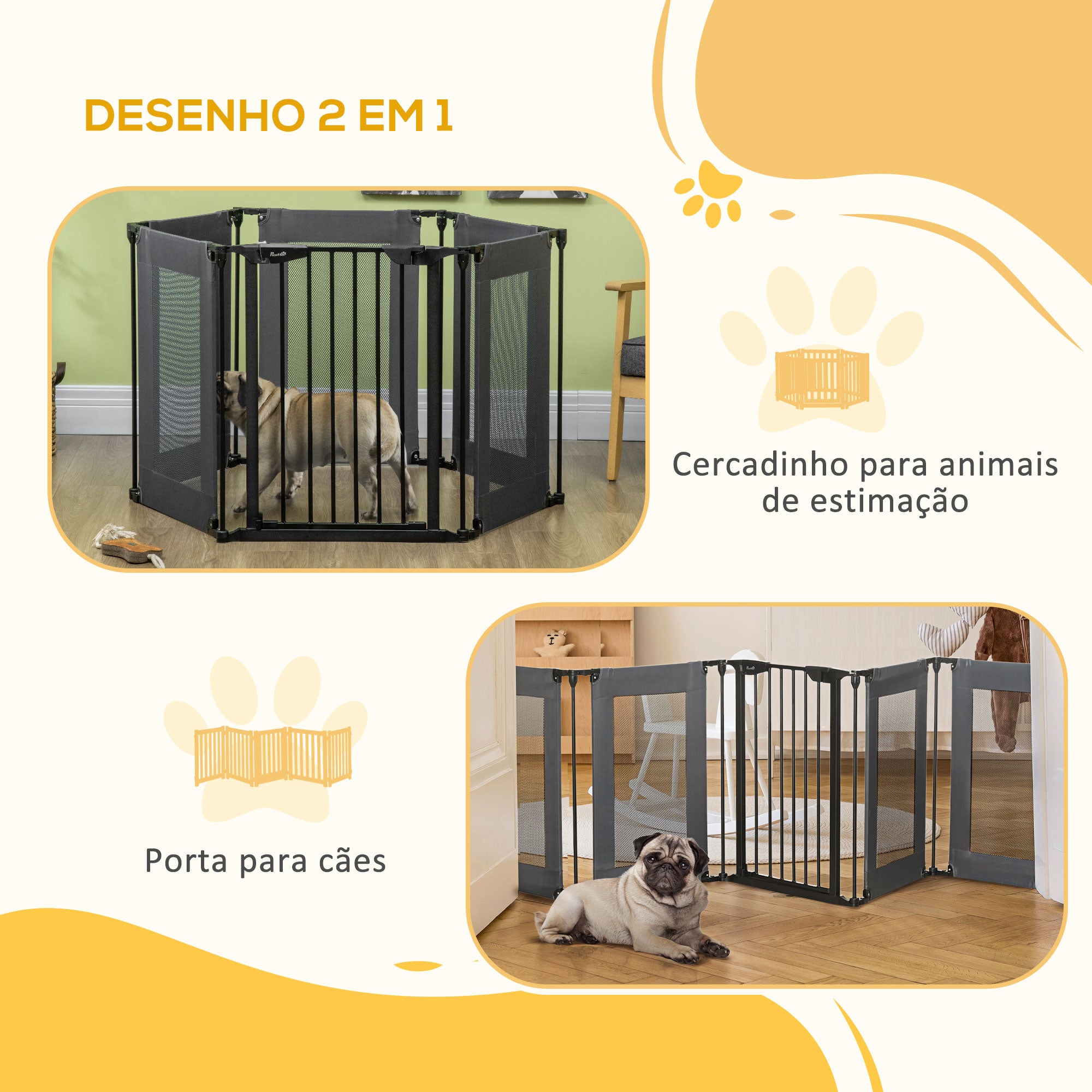 Parque Dobrável para Cães - 117x103x74cm - Cinzento