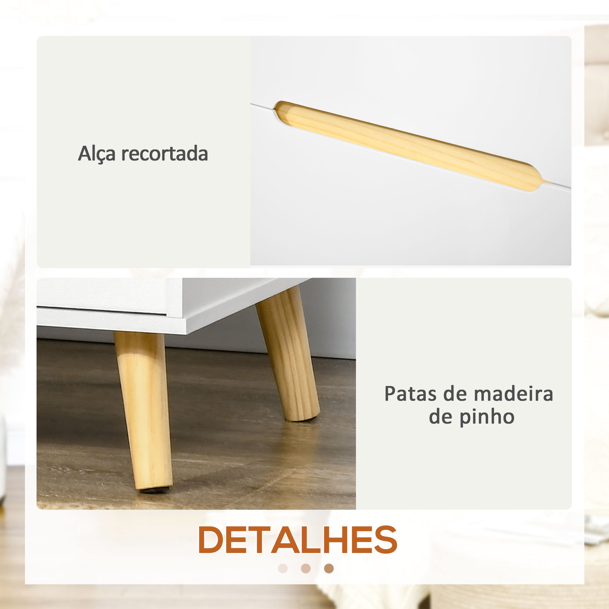 Mesa de Cabeceira Moderna Branca 50x40x50.5cm