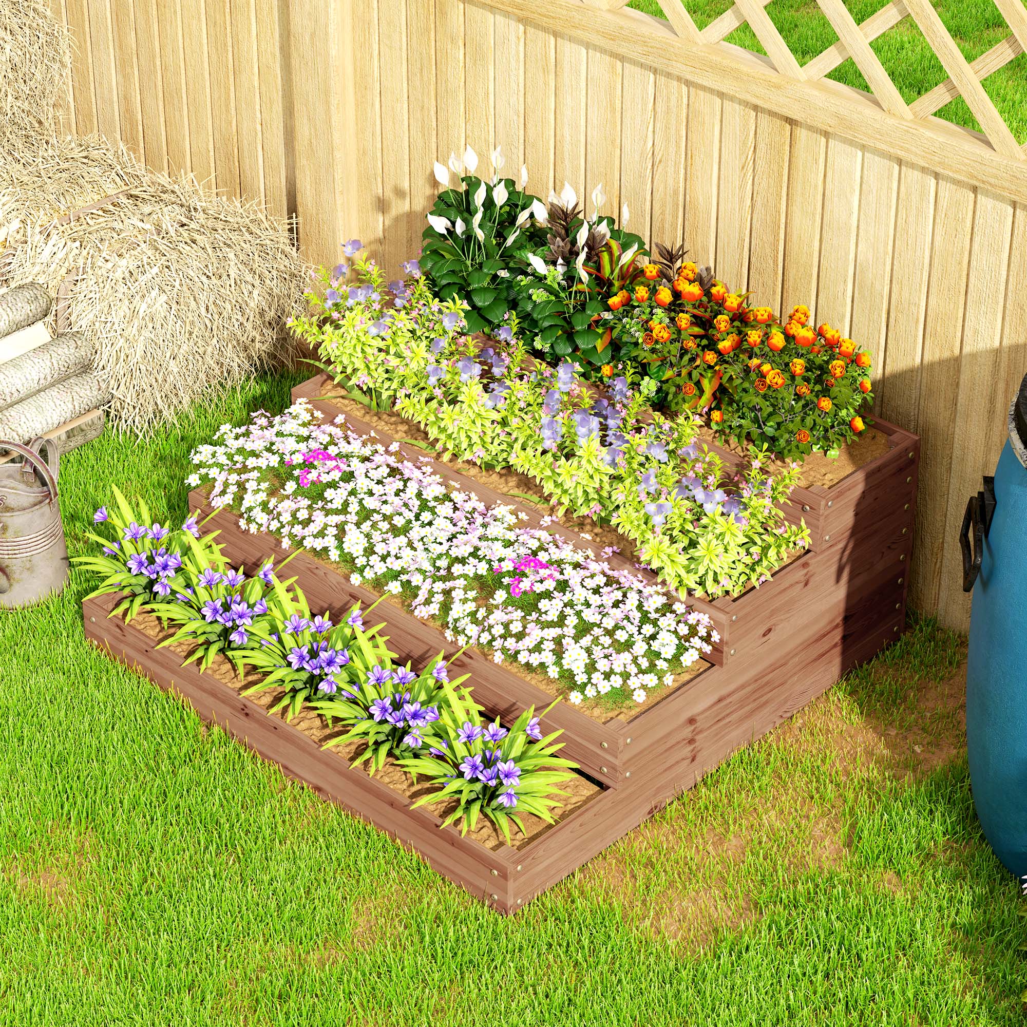 Floreira Exterior Grande 4 Níveis 113x113x46 cm - Marrom Escuro