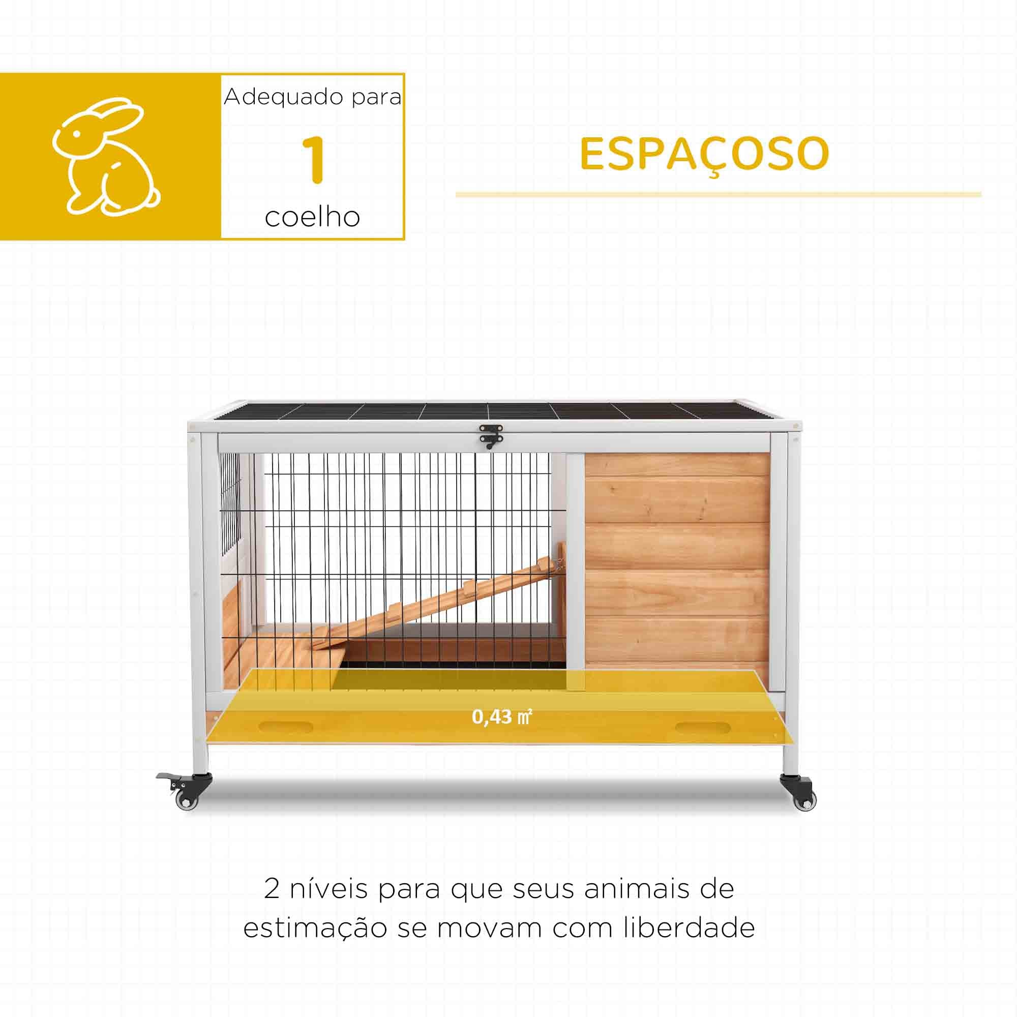 Coelheira de Madeira Portátil 90x53x59 cm - Branco e Madeira