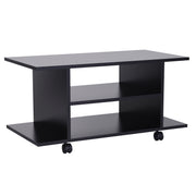 Móvel para TV Preto 80x40x40 cm com Prateleiras e Rodas com Travão