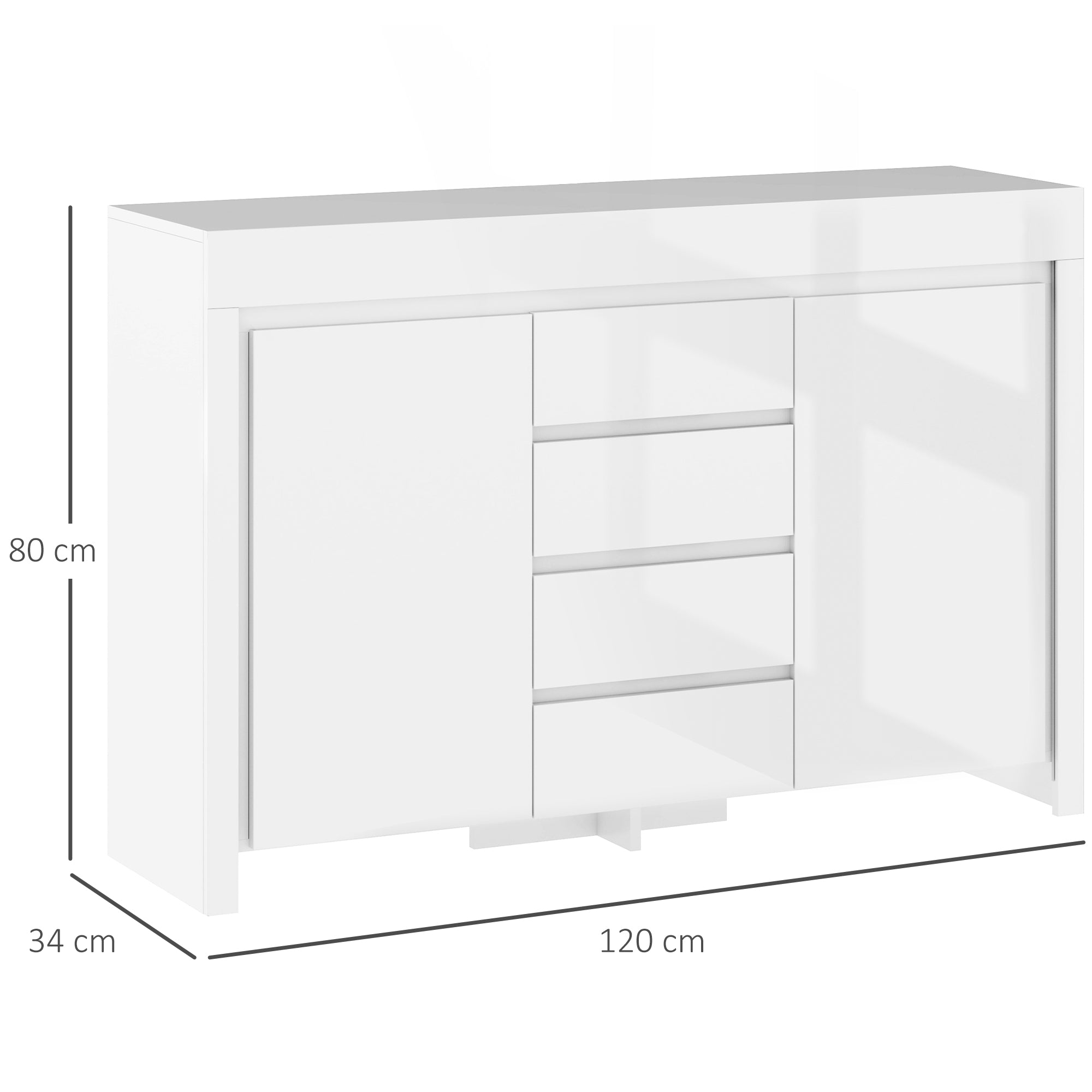 Aparador Sala de Estar com Luzes LED 120x34x80 cm - Branco