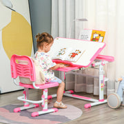 Secretária e Cadeira Infantil – 80x49,5x80-105cm – Rosa – Polipropileno, MDF e Aço