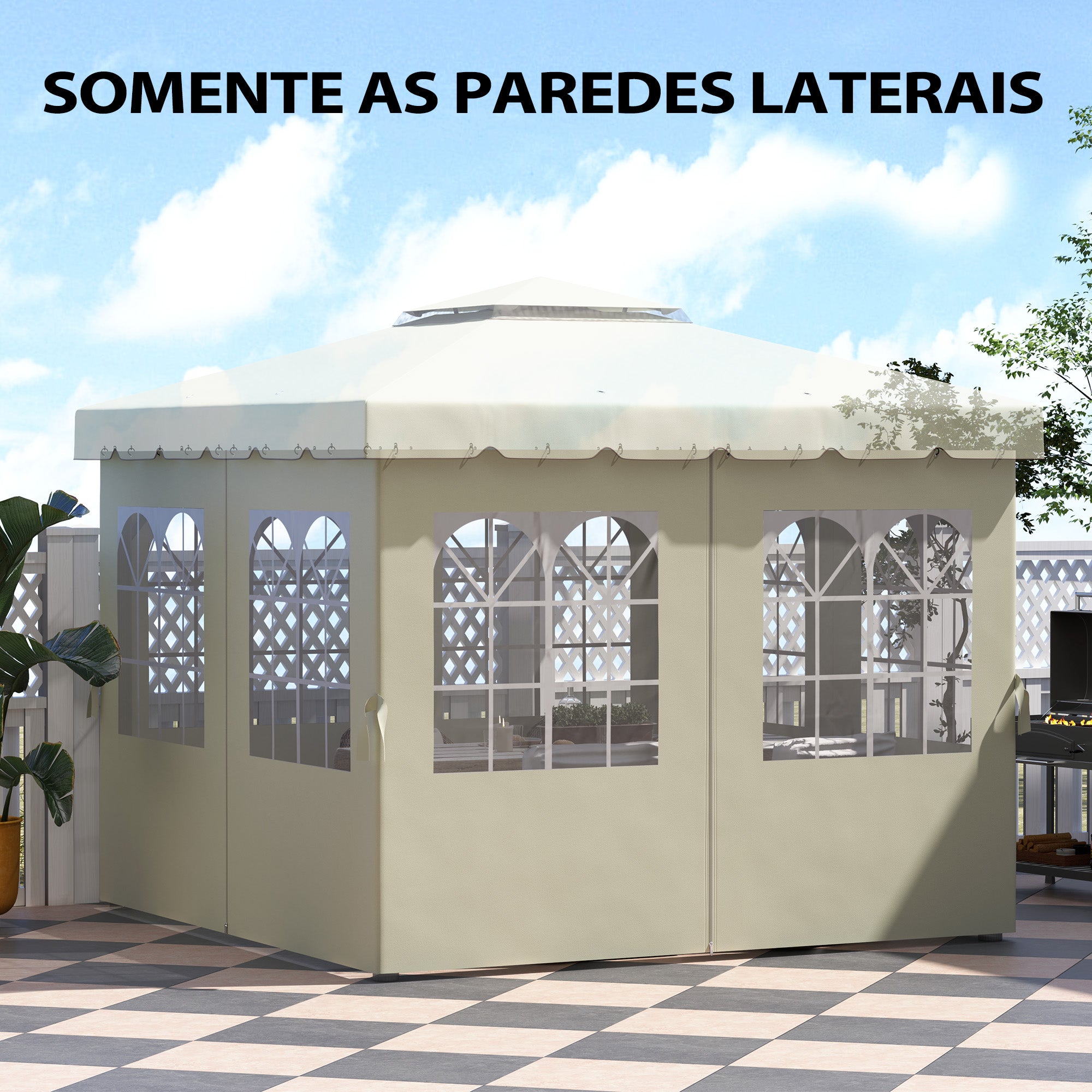 Paredes Laterais para Tenda 302x205 cm Cor Creme