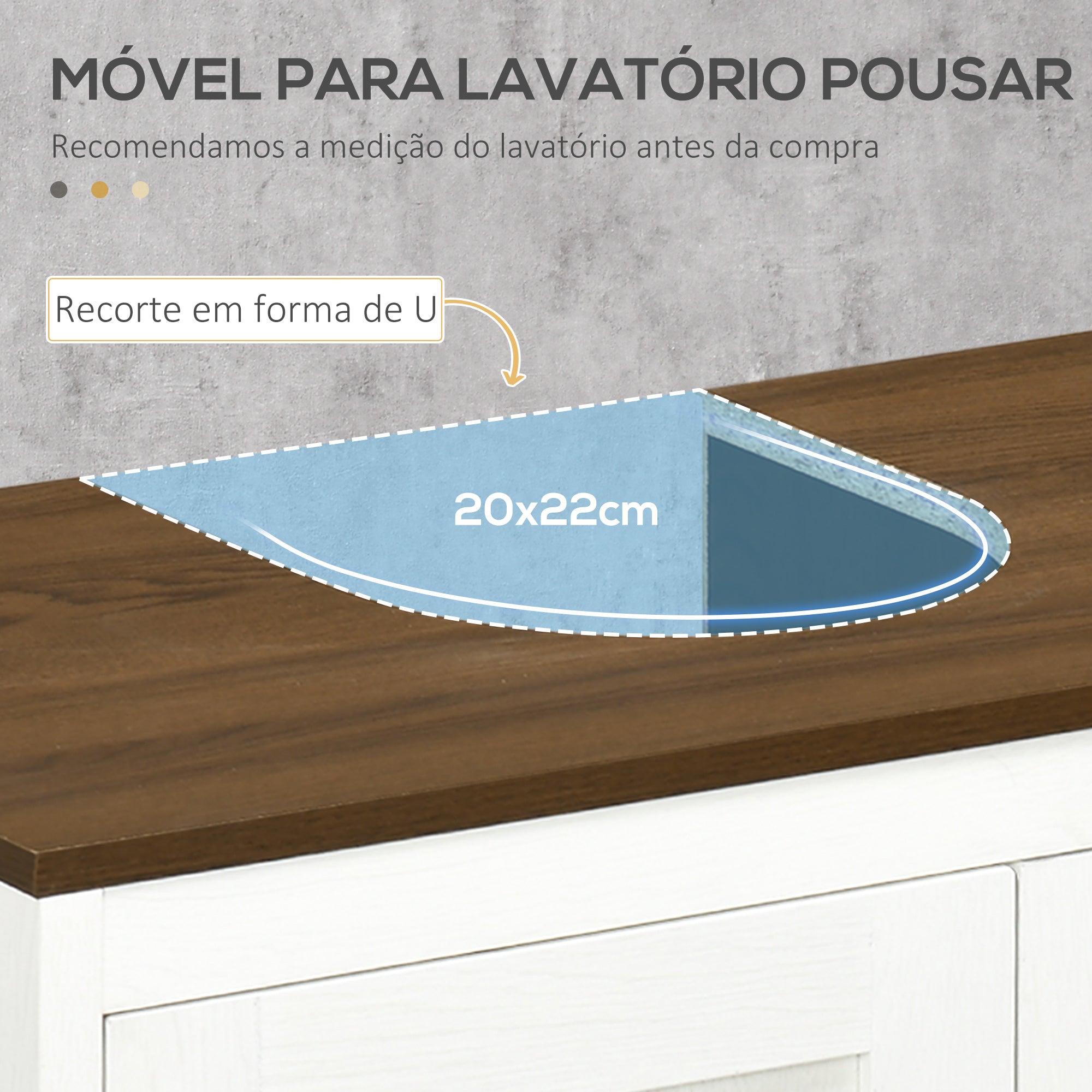Móvel para Lavatório de Madeira 60x30x60cm - Branco Envelhecido e Madeira