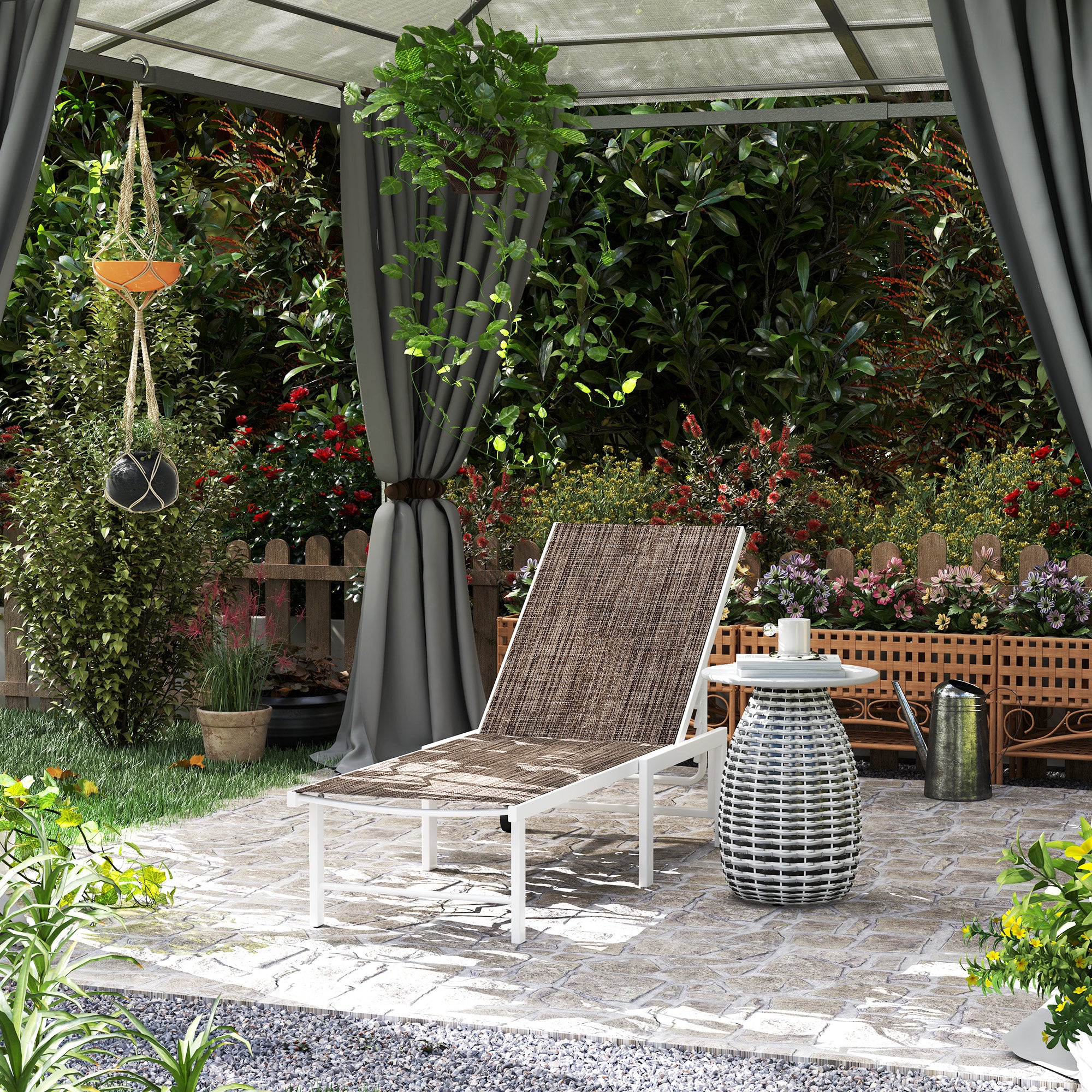 Espreguiçadeira Reclinável Marrom 60x166x84 cm para Jardim e Varanda