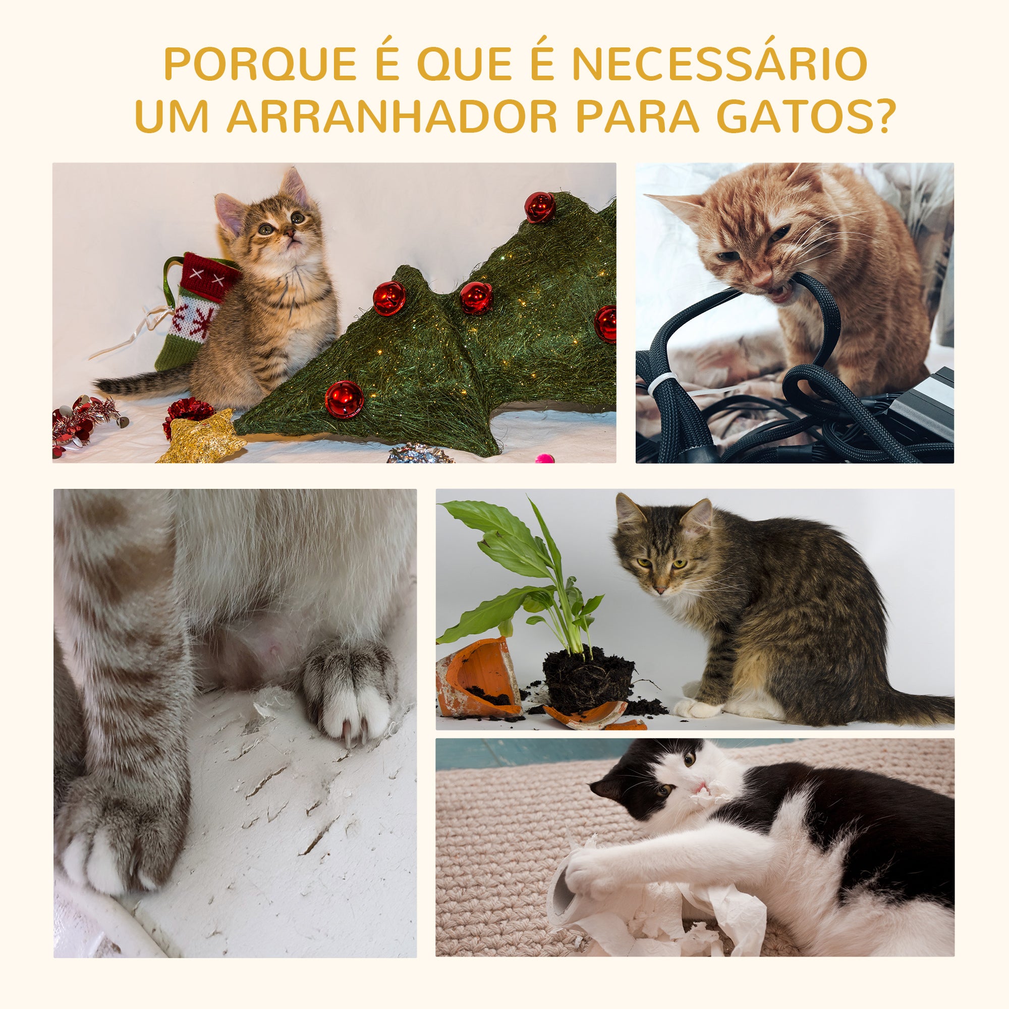 Árvore Arranhador para Gatos de 2 Níveis - Bege 35,5x37x46 cm
