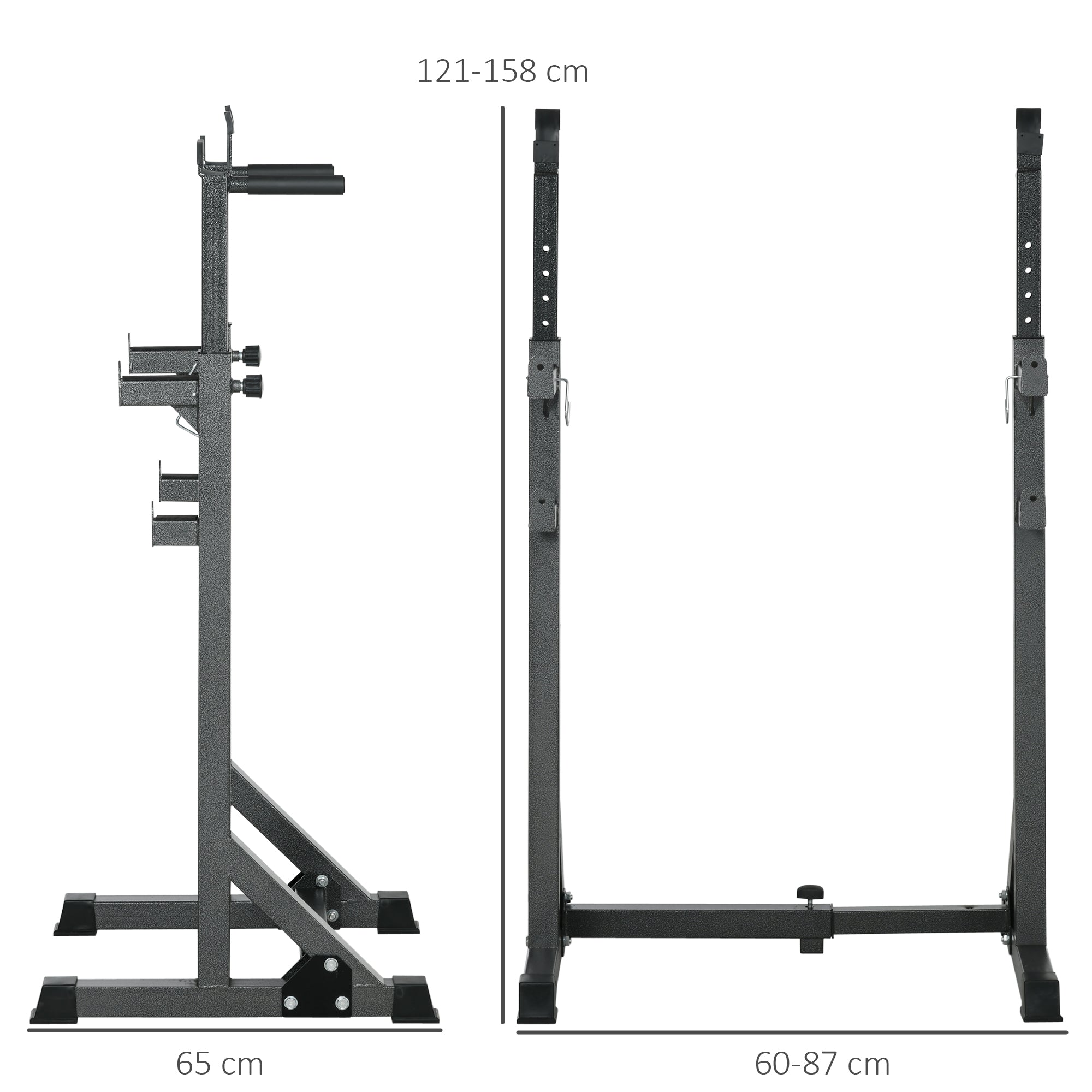 Suporte para Barras de Pesos Ajustável - 60-87x65x121-158 cm - Preto