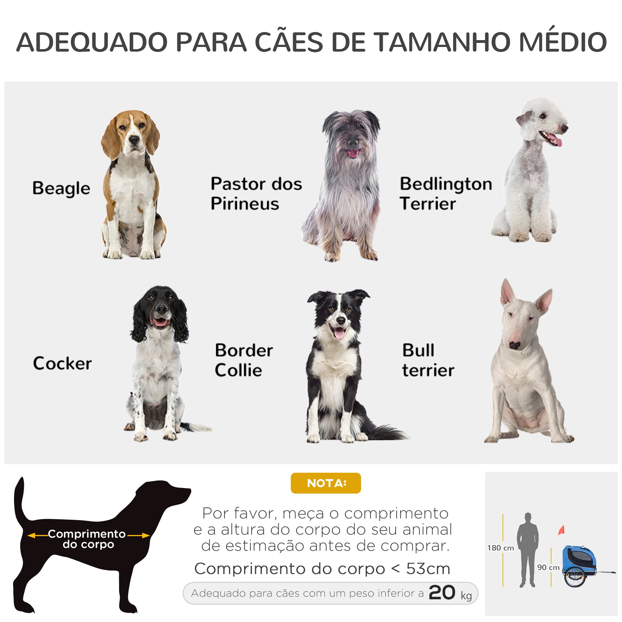 Reboque de Bicicleta para Cães 130x73x90cm Azul e Preto