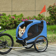 Reboque de Bicicleta para Cães 130x73x90cm Azul e Preto