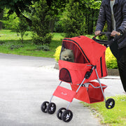 Carrinho para Animais de Estimação Vermelho 75x46x94 cm - Passeios Confortáveis e Seguros
