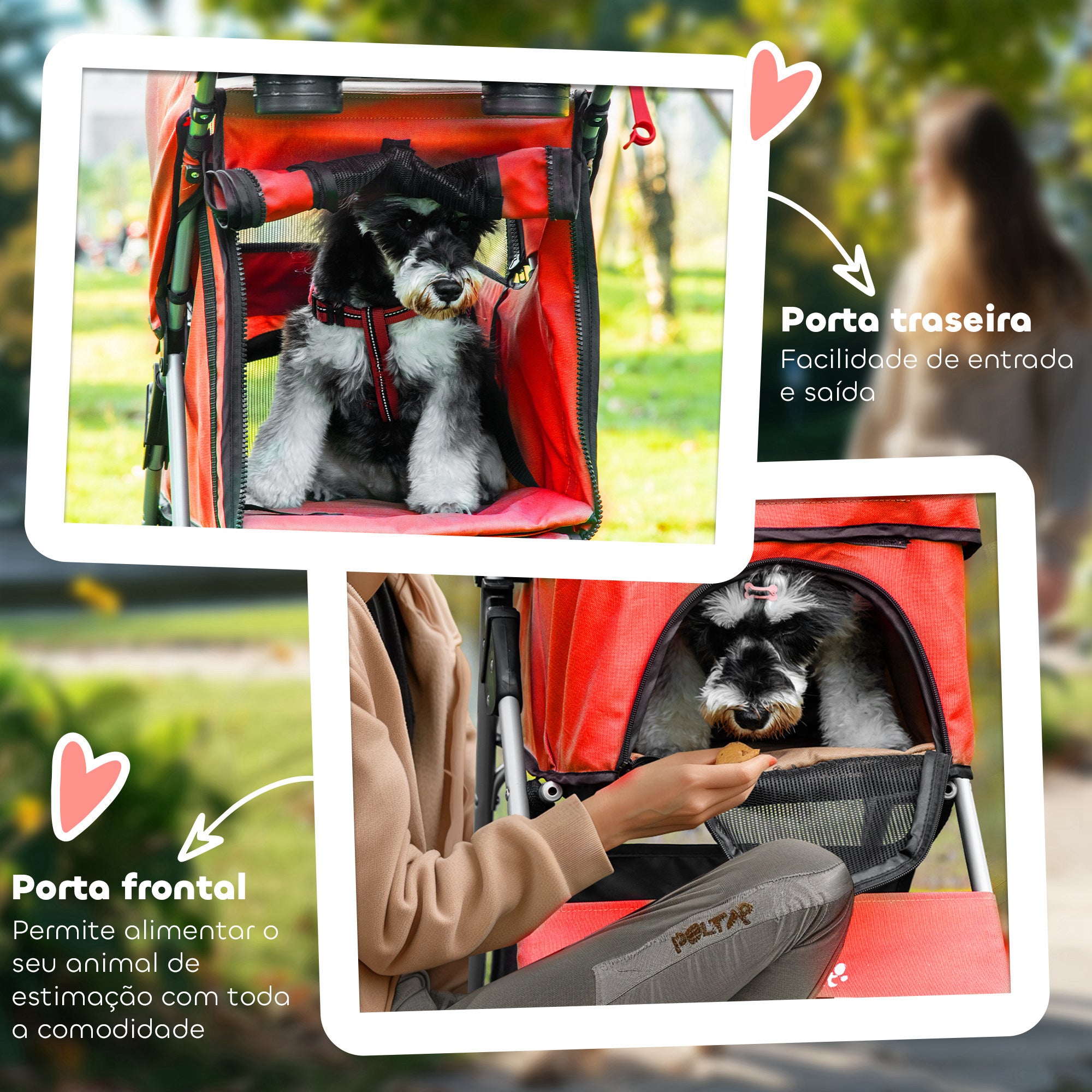 Carrinho para Animais de Estimação Vermelho 75x46x94 cm - Passeios Confortáveis e Seguros