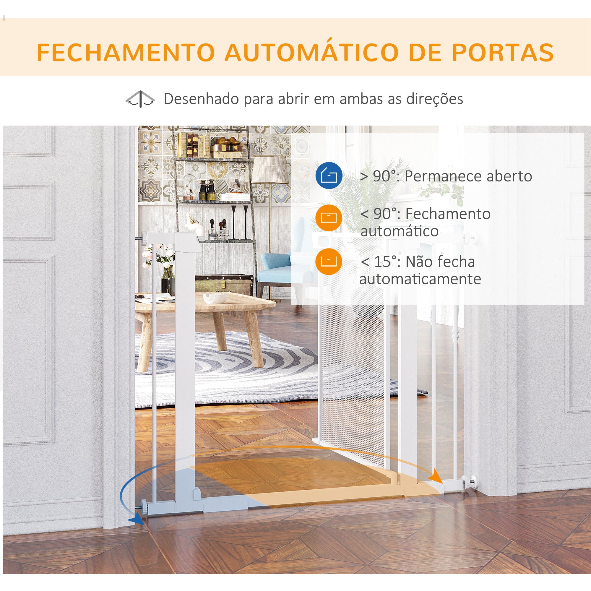 Barreira de Segurança Extensível – 103x76 cm – Branca – Aço/ABS