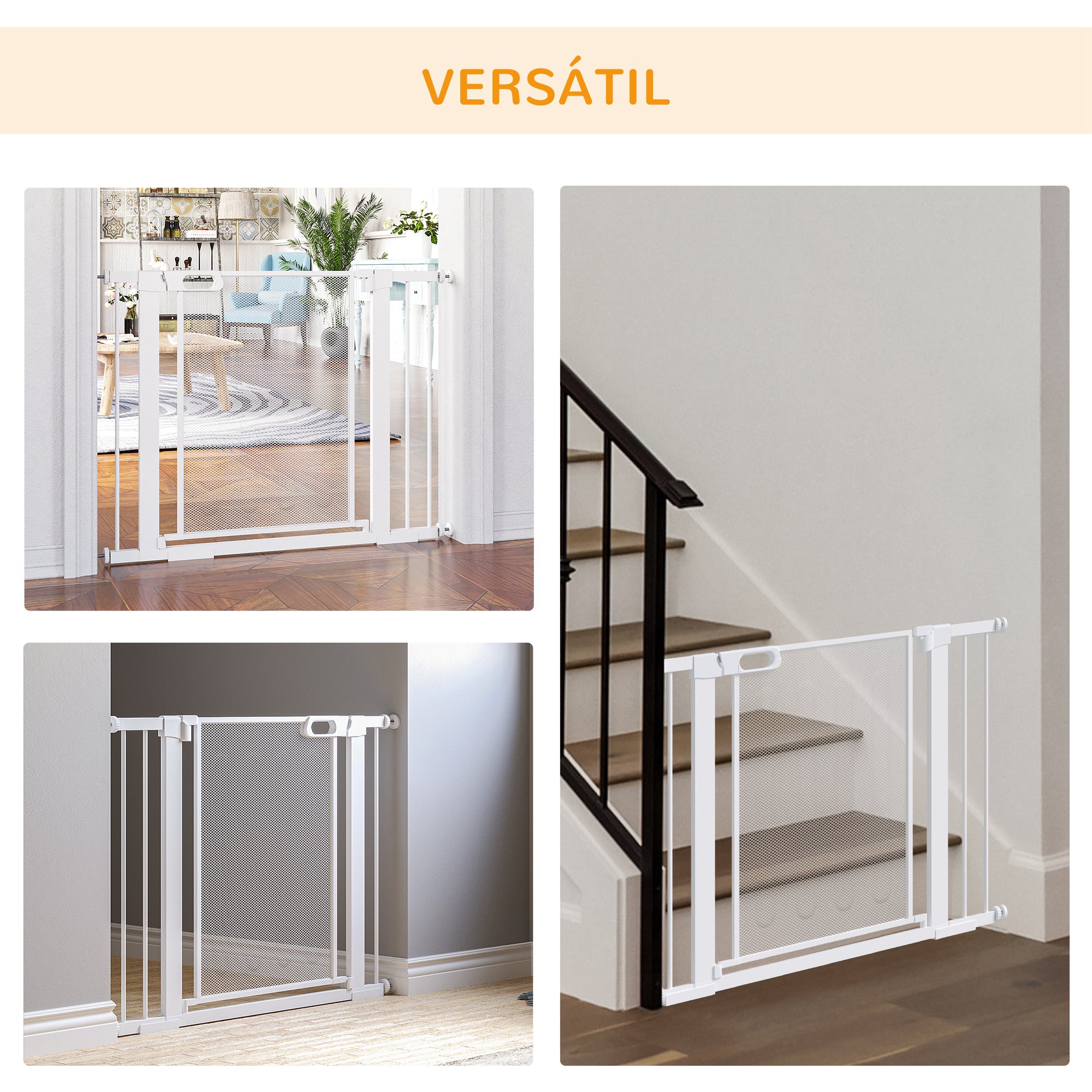 Barreira de Segurança Extensível – 103x76 cm – Branca – Aço/ABS