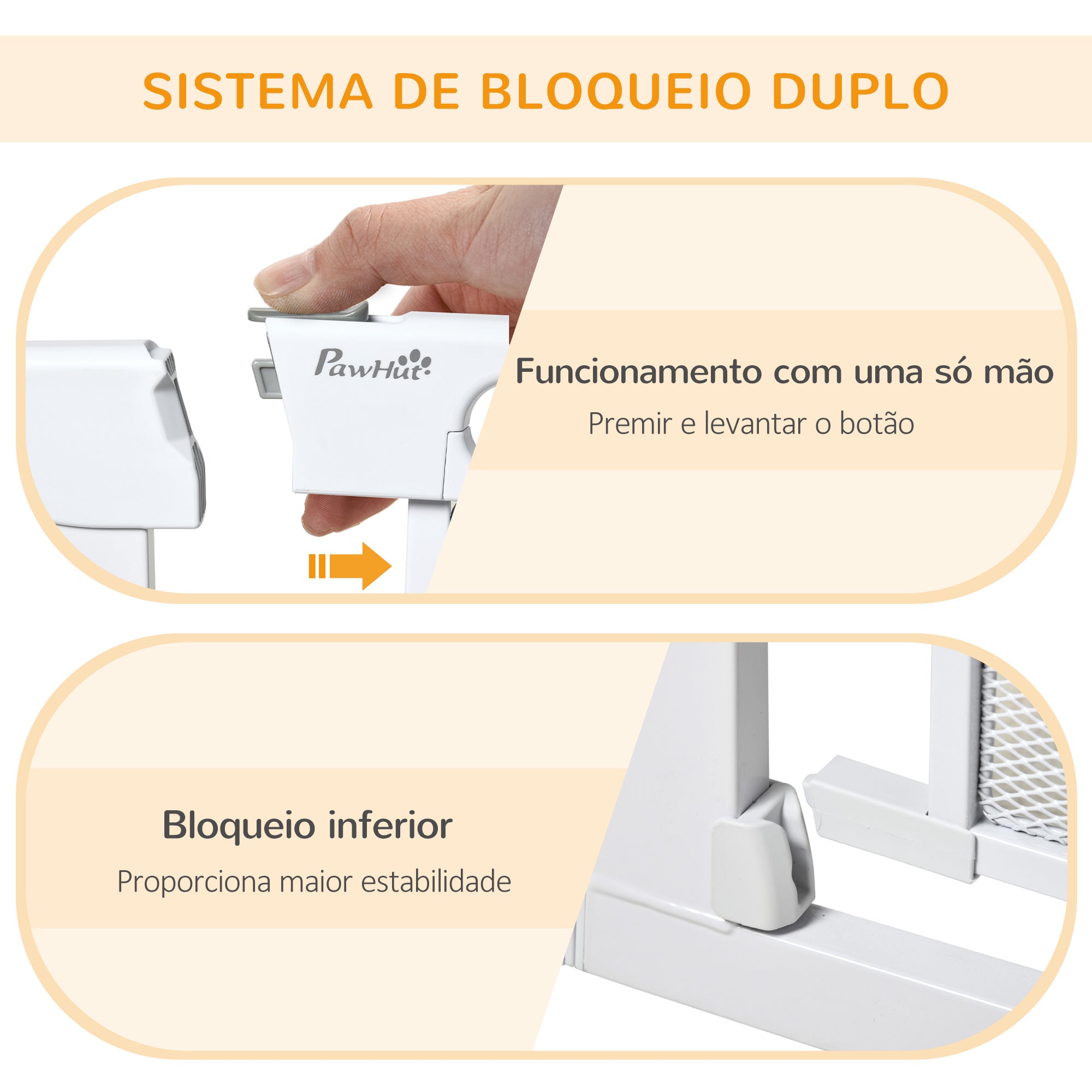 Barreira de Segurança Extensível – 103x76 cm – Branca – Aço/ABS