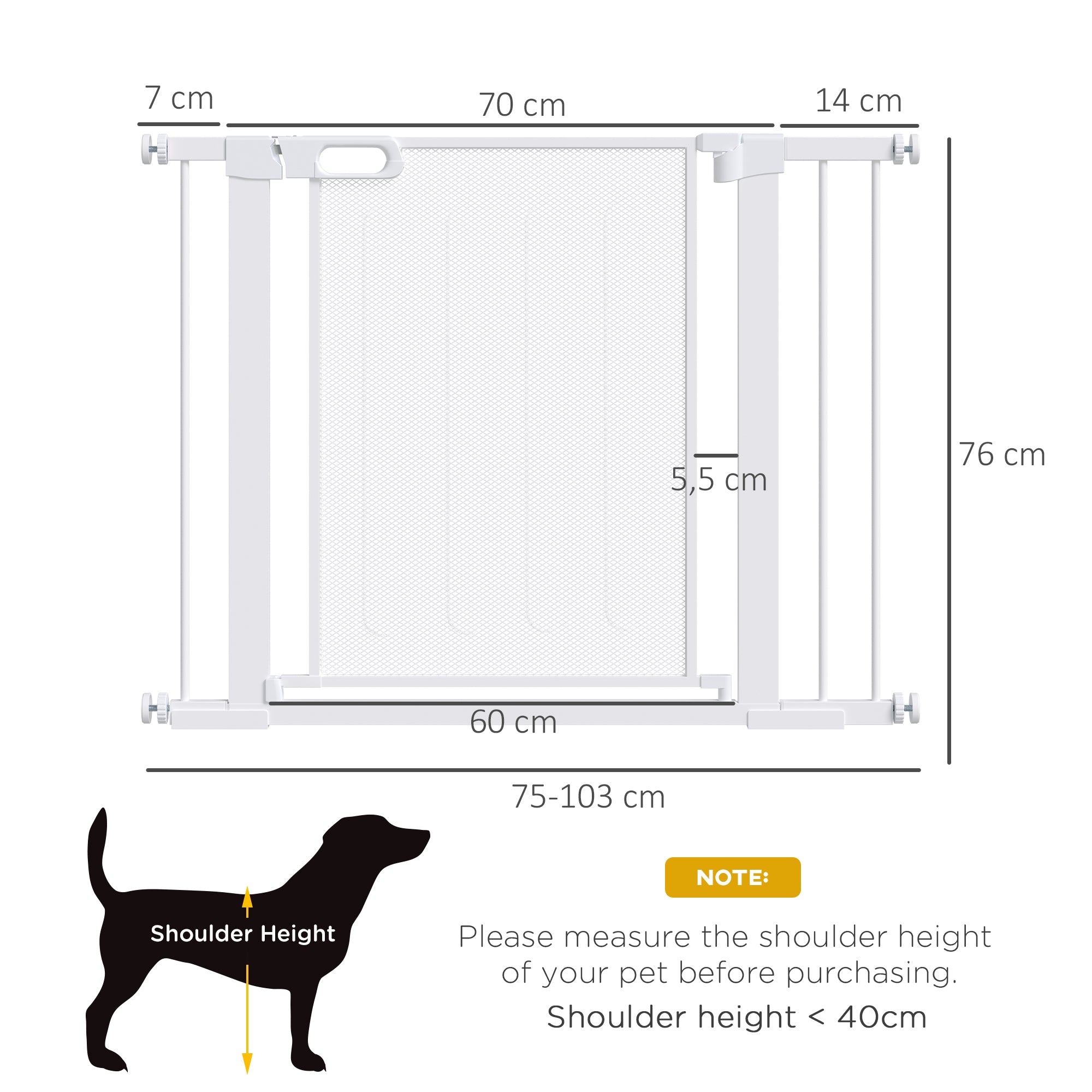 Barreira de Segurança Extensível – 103x76 cm – Branca – Aço/ABS