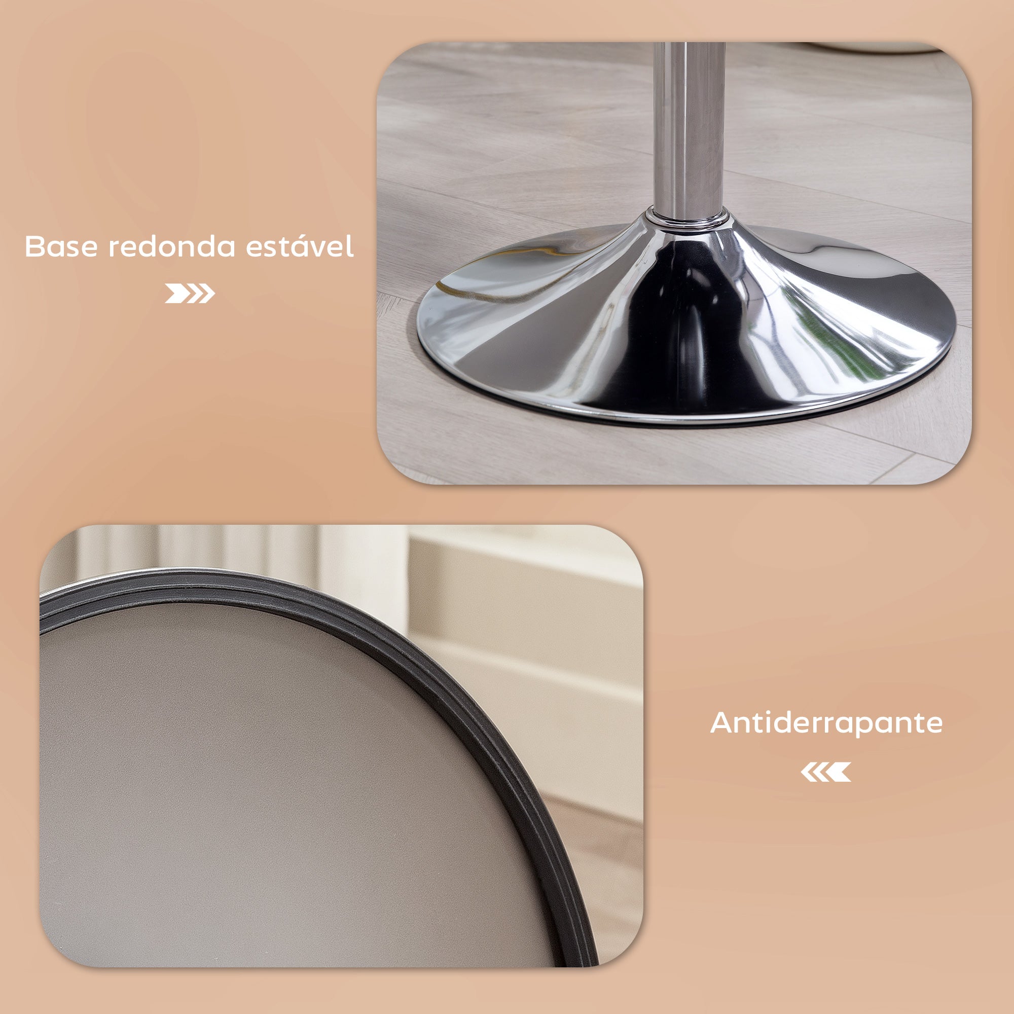 Banco de Bar Giratório Marrom Ø38x52-66 cm Estofado em Veludo
