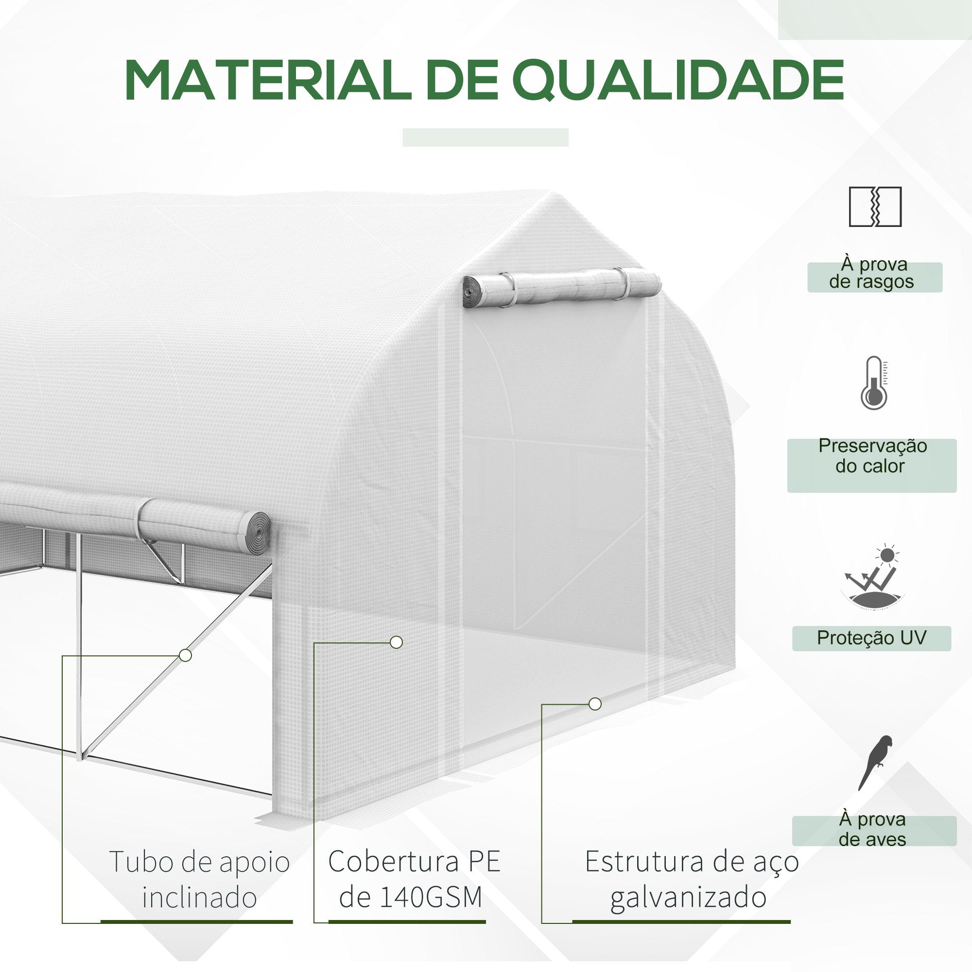 Estufa Tipo Túnel 395x300x200 cm - Cor Branco
