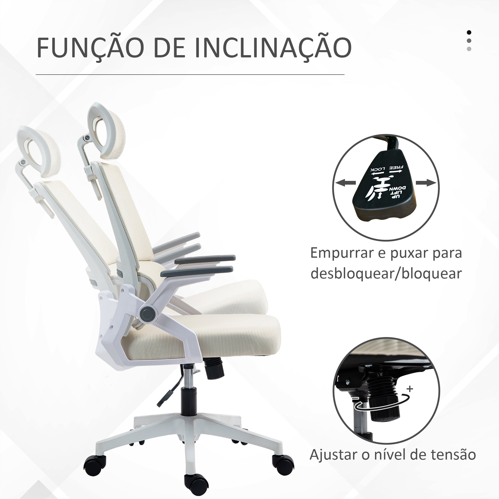 Cadeira de Escritório Giratória Bege 58x61x102-119 cm
