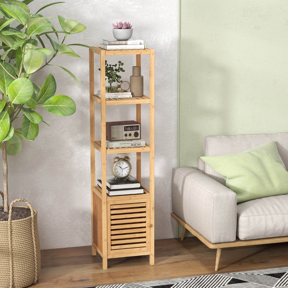 Estante de Armazenamento em Bambu – 140 cm – Natural